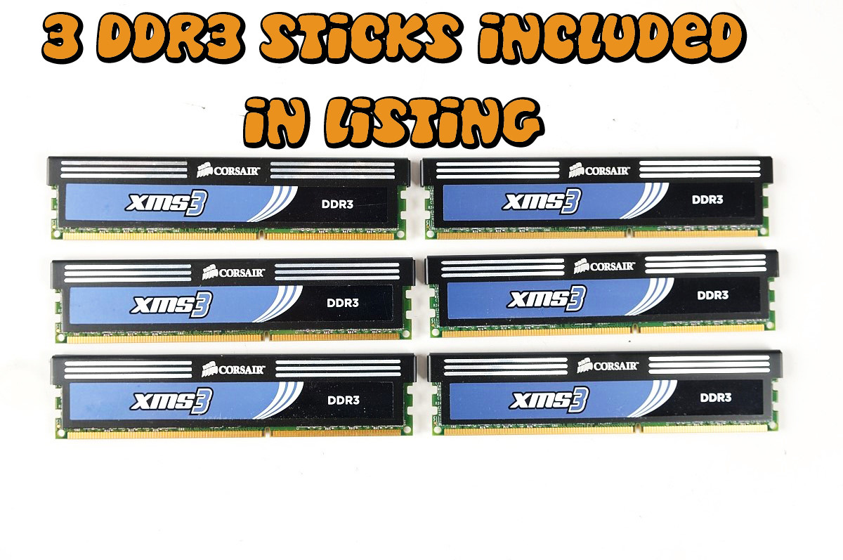 CORSAIR XMS3 6GB (3 x 2GB) 240-Pin DDR3 SDRAM 1600 (PC3 12800) Memory RAM lot
