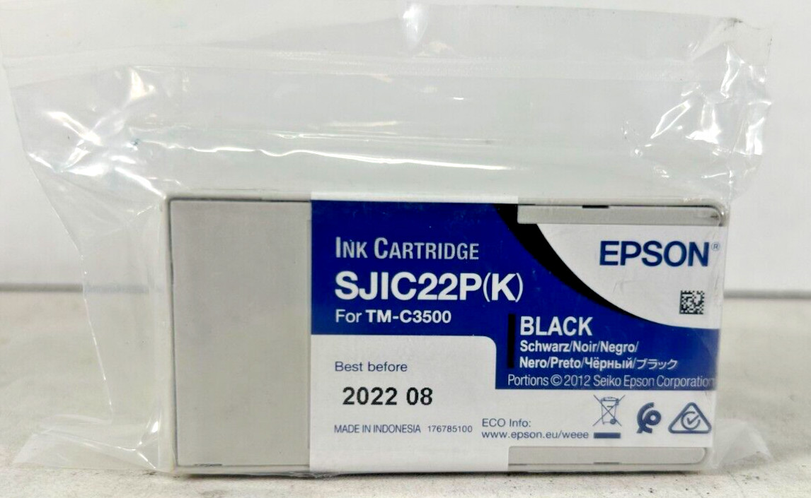 Genuine Epson SJIC22P(K) Black Ink Cartridge for TM-C3500