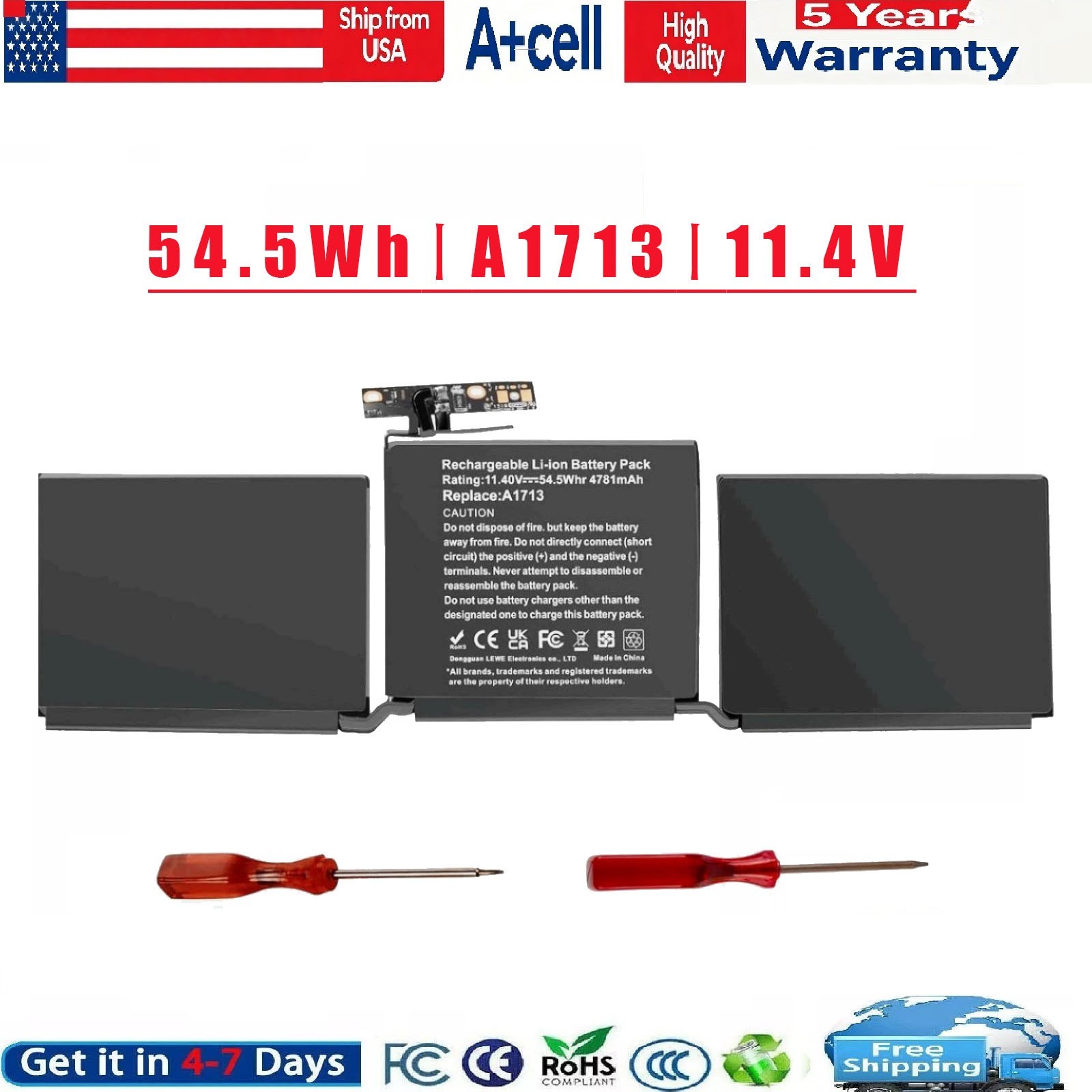 A1713 A1708 Battery for Apple MacBook Pro Retina 13" A2159 A2171 A2289 A2338 New