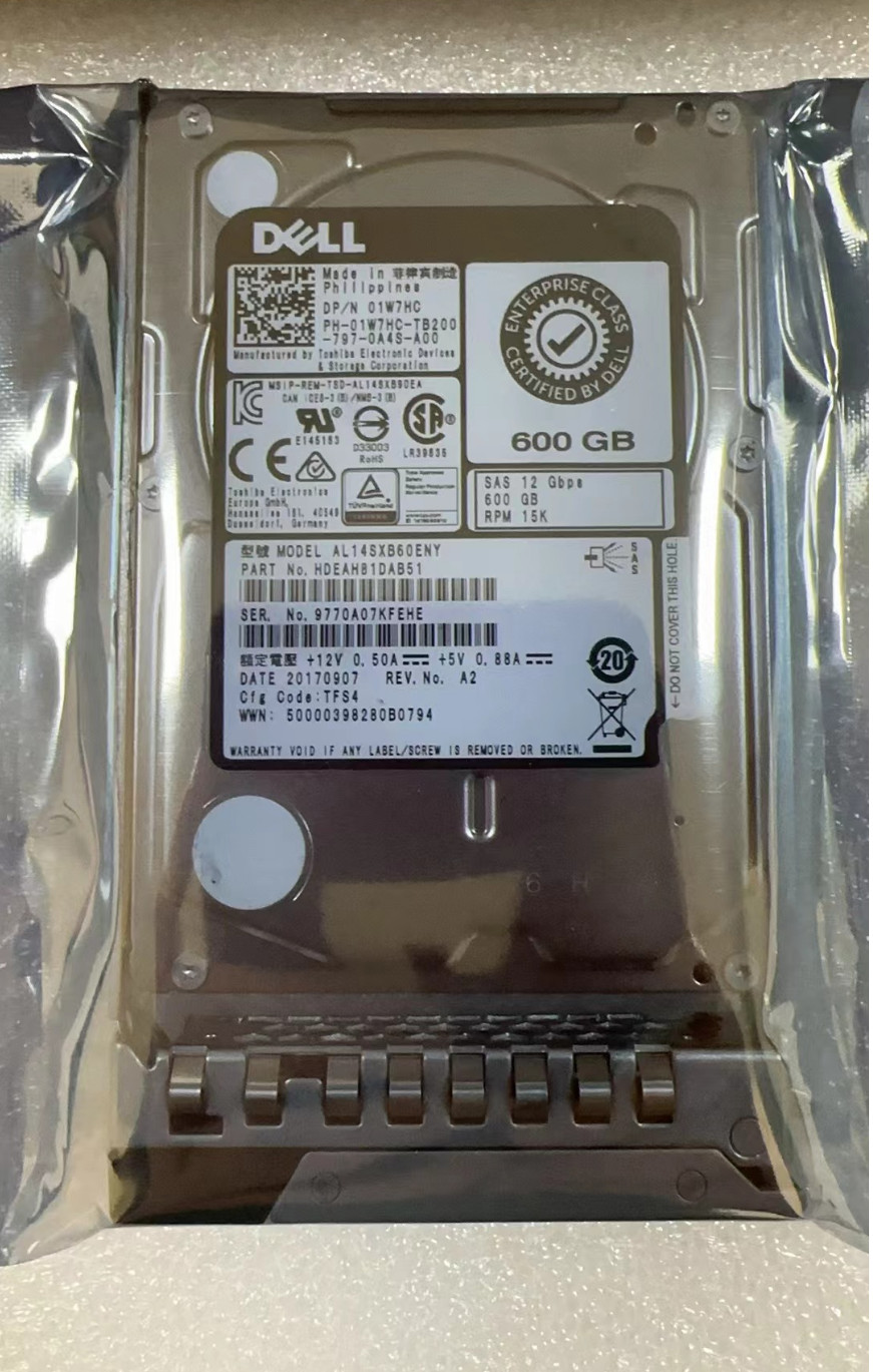New Dell 600GB 15k RPM 2.5" Hdd 01W7HC 1W7HC AL14SXB60ENY with Tray 0 hour-/