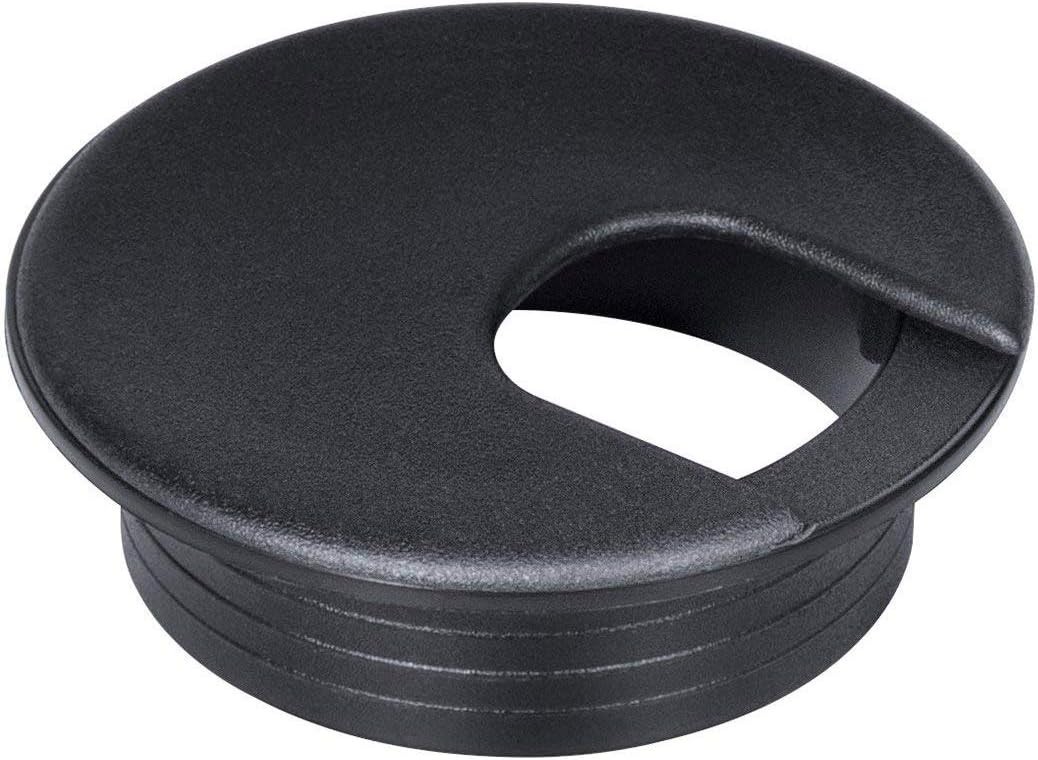 Versatile 2-Inch Black Desk Grommet Covers, 10-Count for Clean Cable Management
