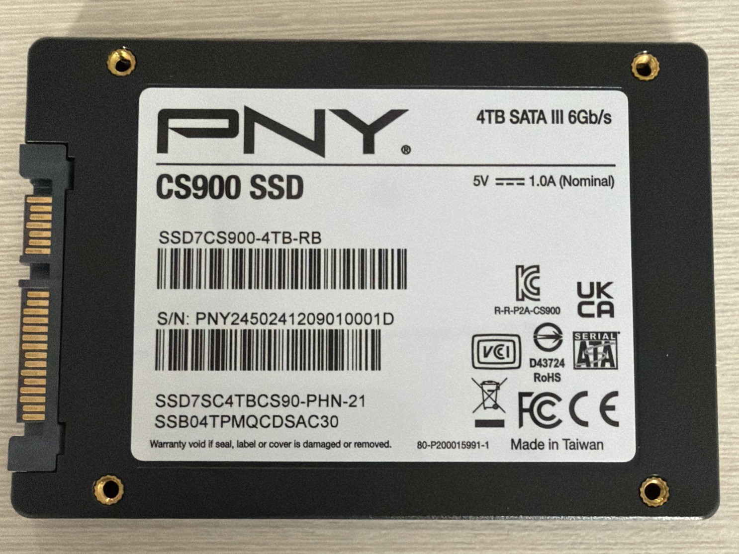 PNY CS900 2.5'' SATA III 4TB SSD 6GB/s (SSD7CS900-4TB-RB) 100% Health/Low Hours