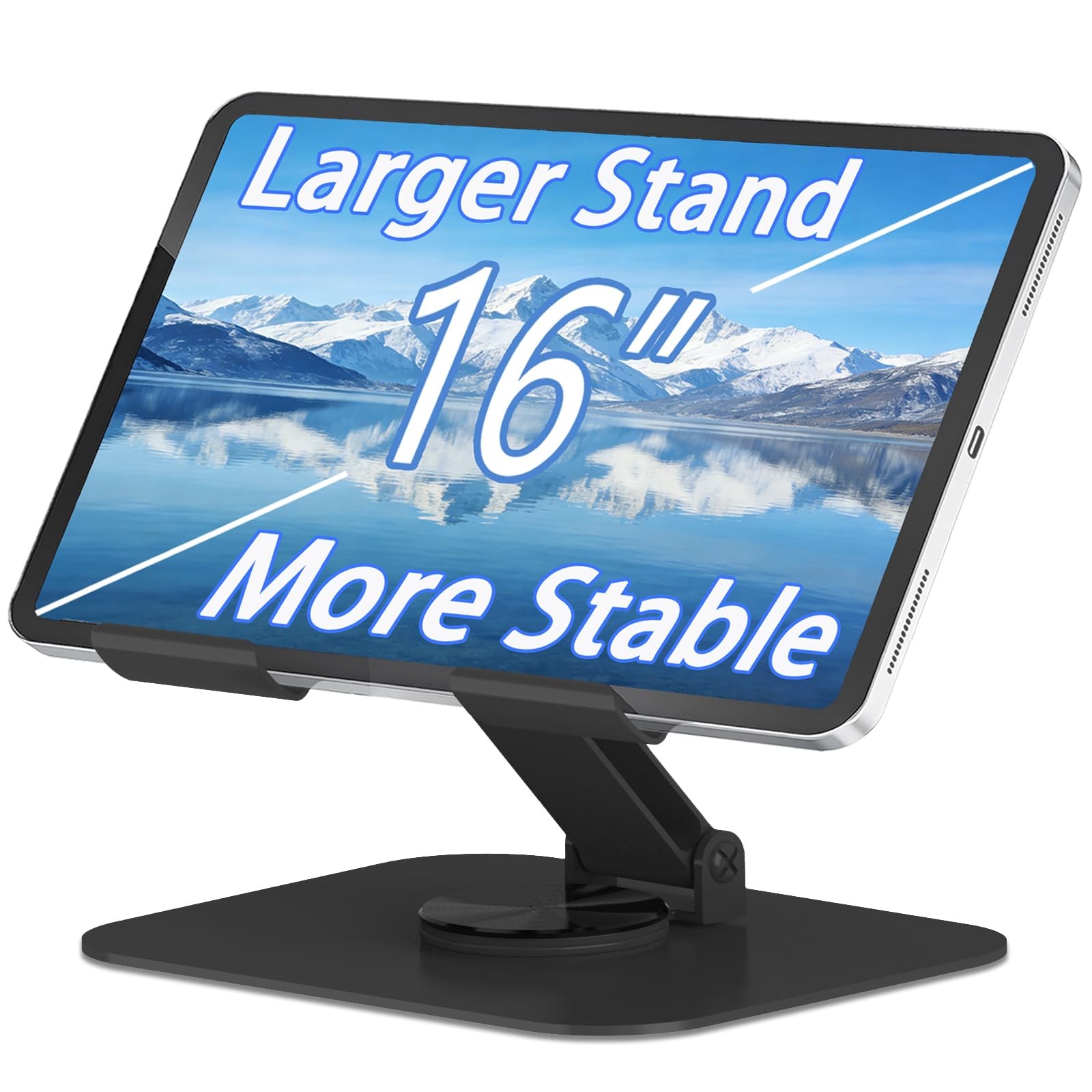 TAPMEI Metal Tablet Stand, Adjustable 360° Rotation Tablet Holder Compatible ...