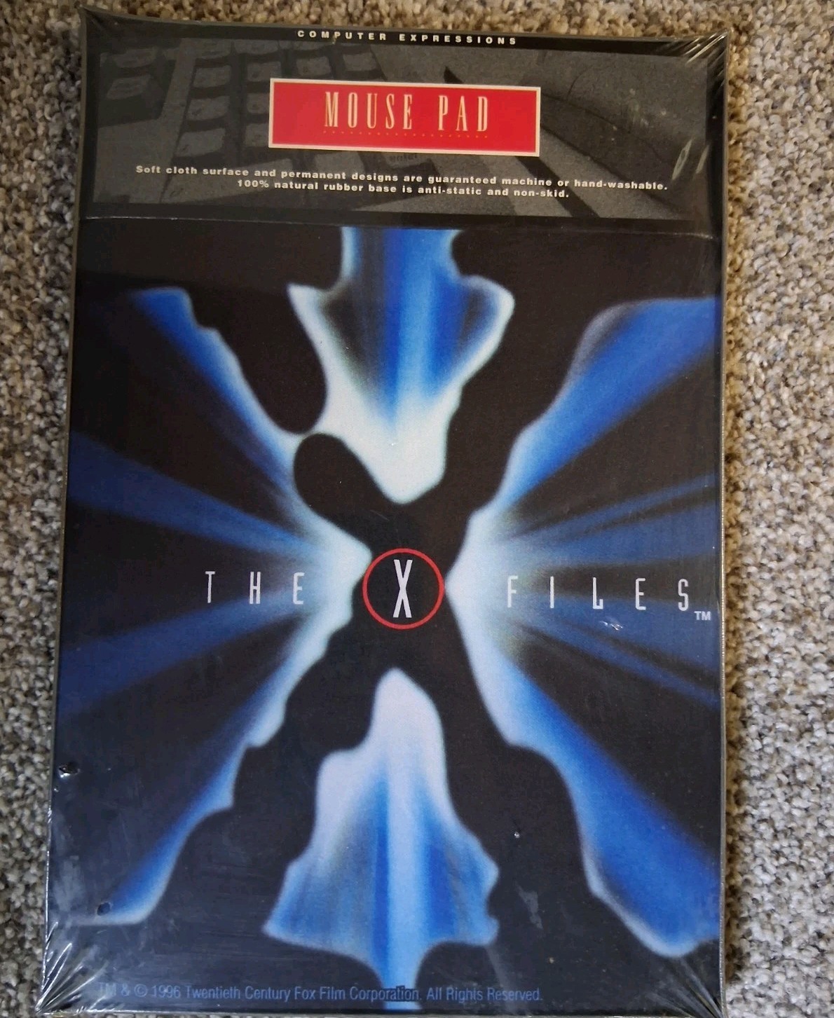 Vintage 1996 "The X-Files" Mouse Pad Iconic "Big X" Logo New in Box NOS
