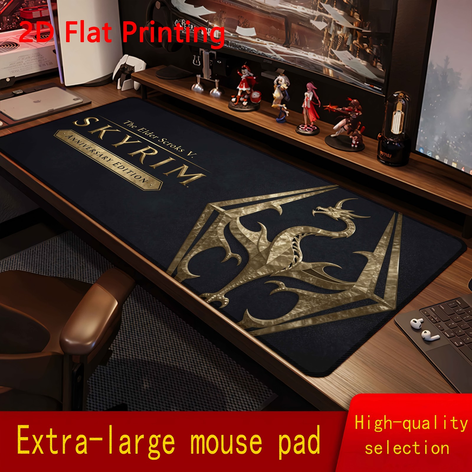 1pc Dragon Emblem Mouse Pad, Suitable for Gaming, Office Desk Decor, Computer