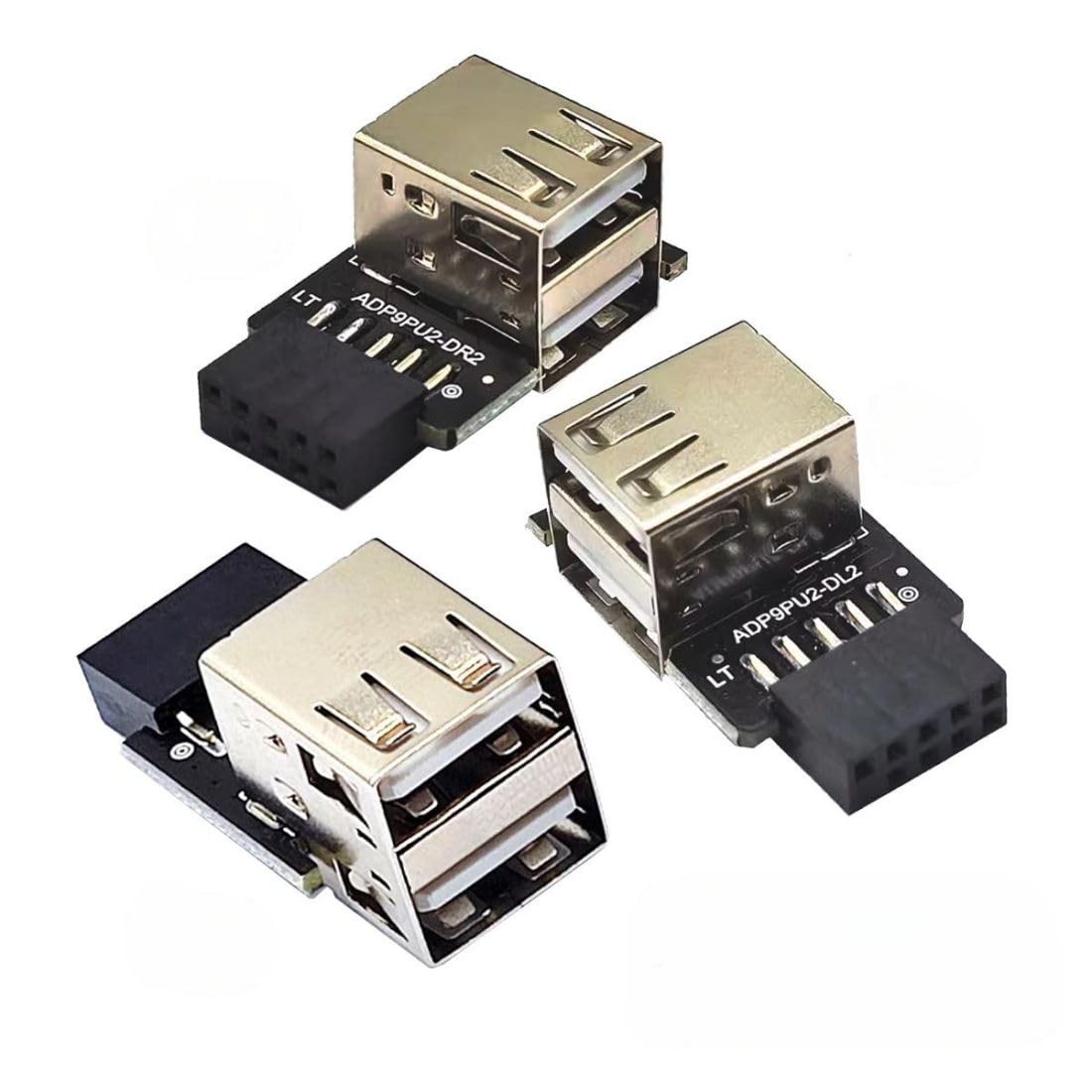 chenyang 3 Pack USB 2.0 Front Panel Header 9Pin/10Pin 1 to 2 Black