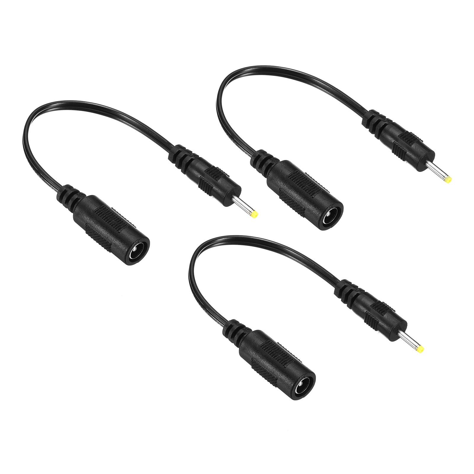 3Pcs DC 5.5x2.1mm Female to 2.5x0.7mm Male Extension Cable Adapter Cord Black