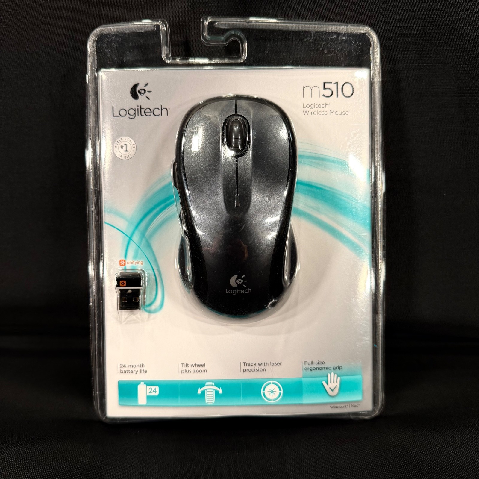 Logitech M510 BLK Wireless Optical Laser Precision Mouse Windows/Mac New Sealed