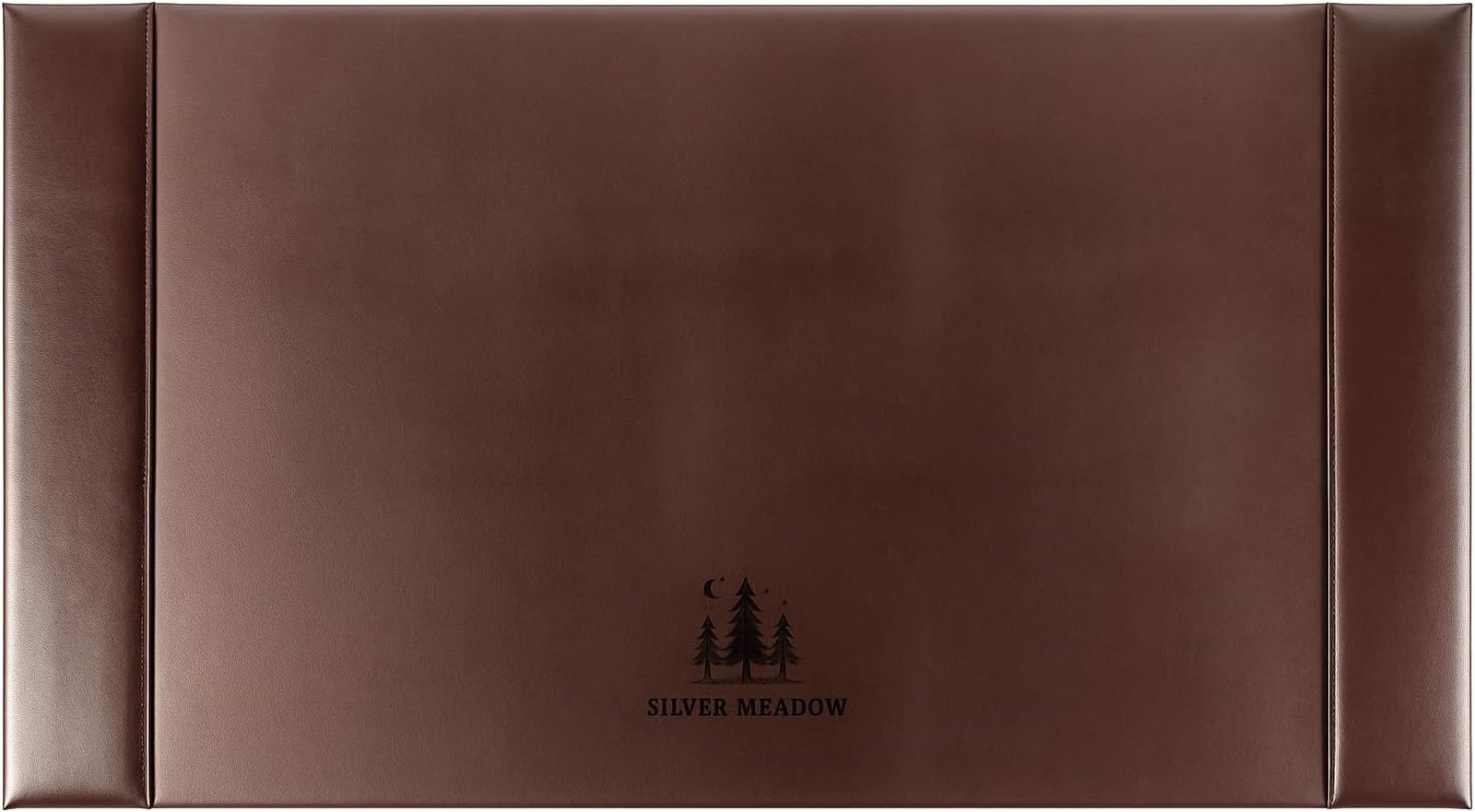 Leather Desk Mat Brown Large Writing Surface with Raised Edges Executive Office