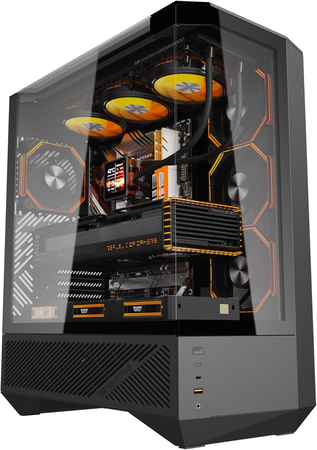 Darkflash DY460 ATX Full Tower PC Gaming Case High Airflow 4×ARGB Fans Included