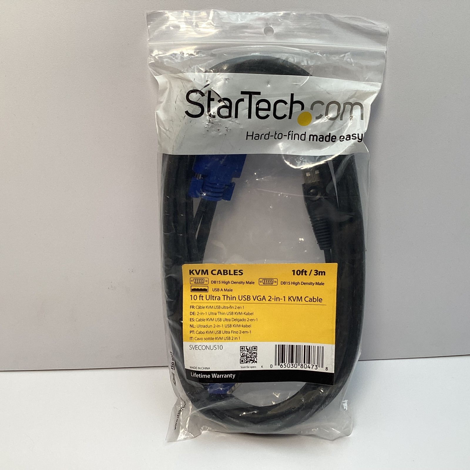 StarTech.com SVECONUS10 10ft Ultra Thin USB VGA 2-in-1 KVM Cable - New