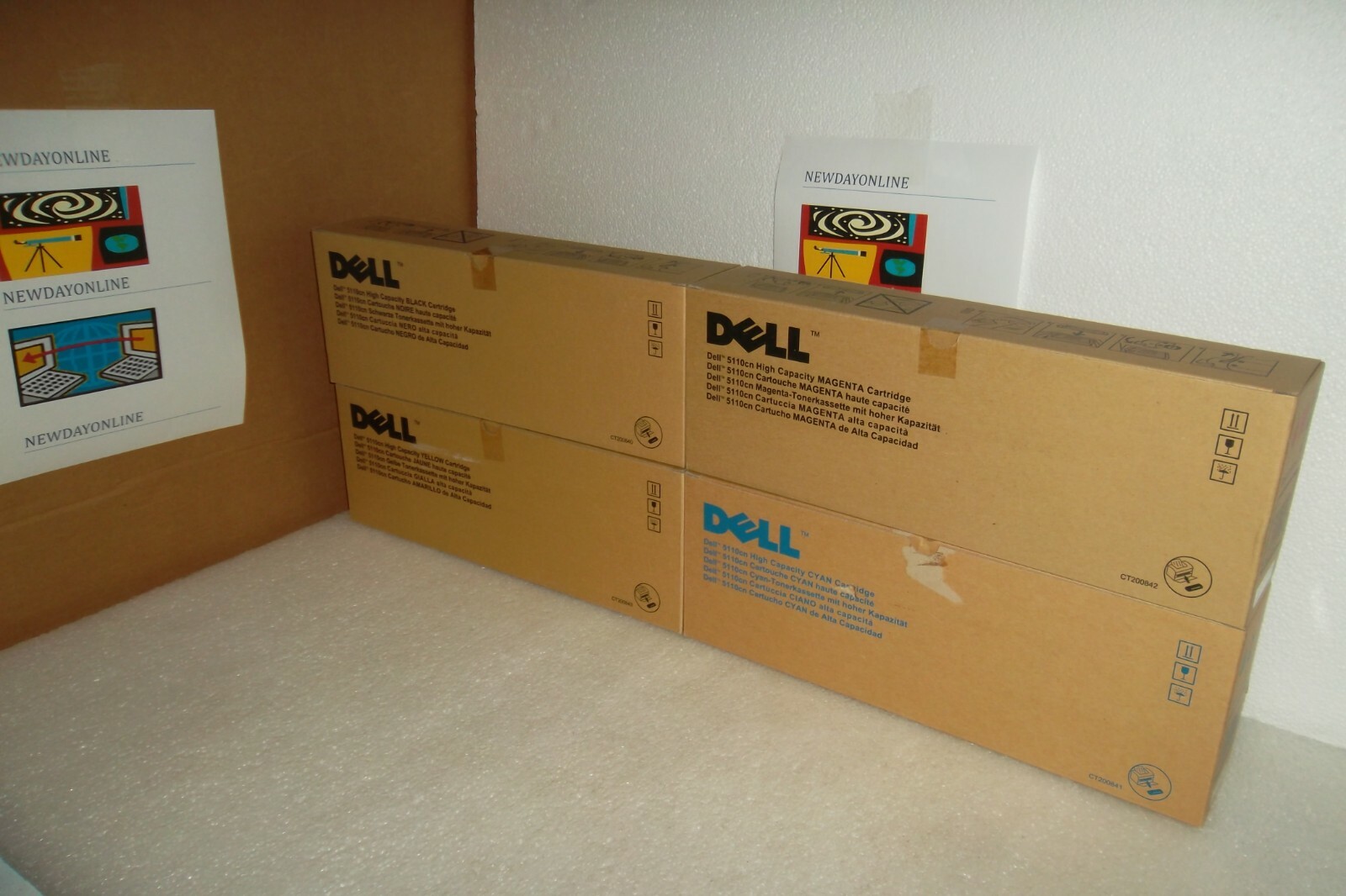 Dell 5110cn Toner Cartridge Set C/M/Y/K High Yields GD900 JD750 KD556 GD898 NEW