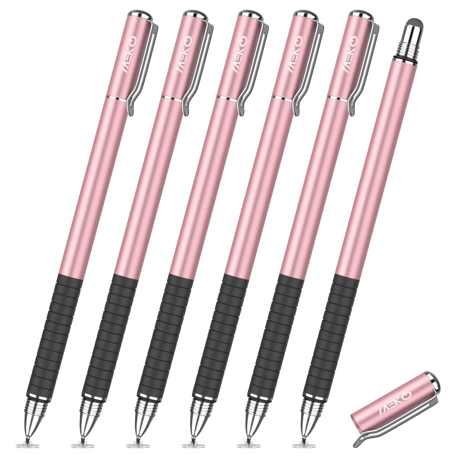 Universal Capacitive Stylus Pens Transparent Disc Fiber Tip Touchscreen 6 Pcs