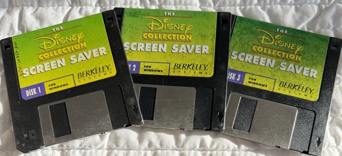Disney Collection Screen Saver Windows 3.5" Floppy Disks 1-3 Berkeley Systems