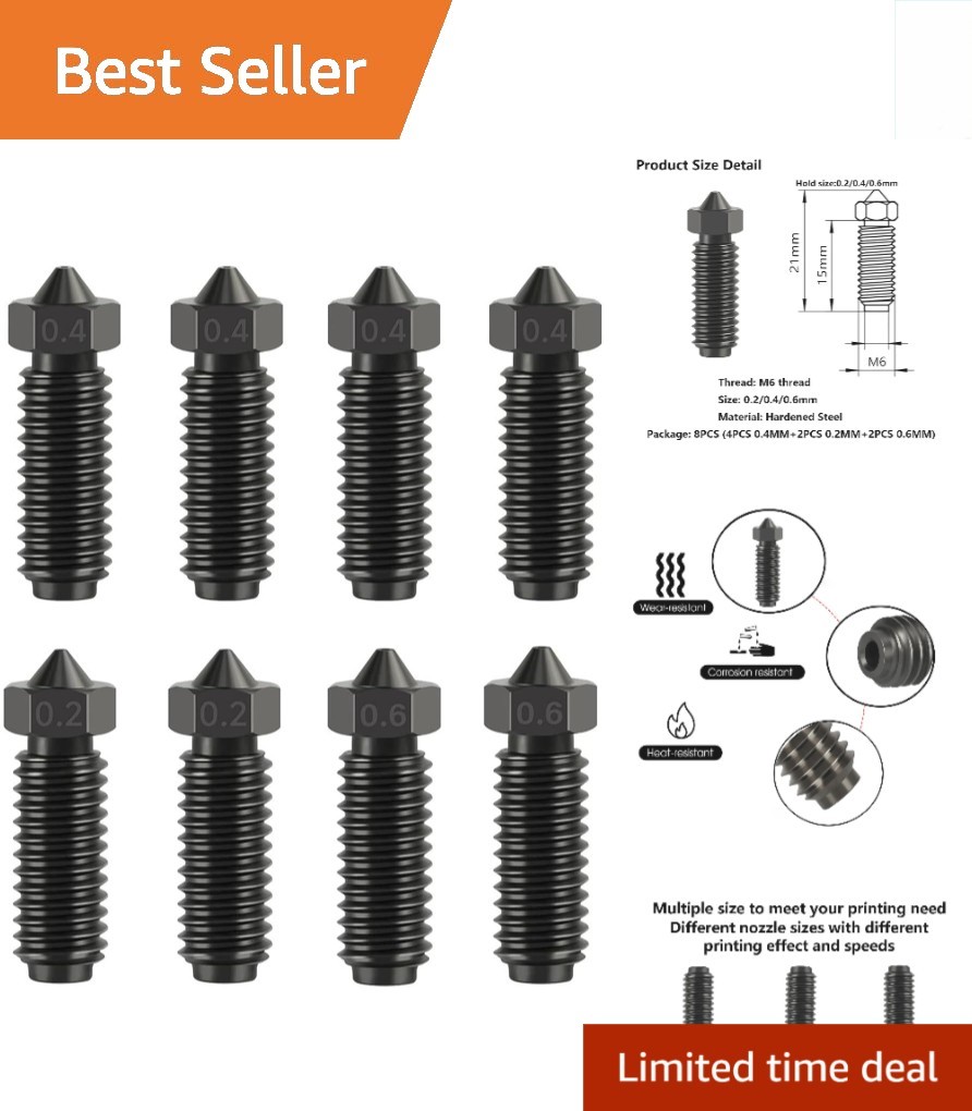 8PCS Hardened Steel Nozzles for Anycubic Kobra Series - Temp Resistant