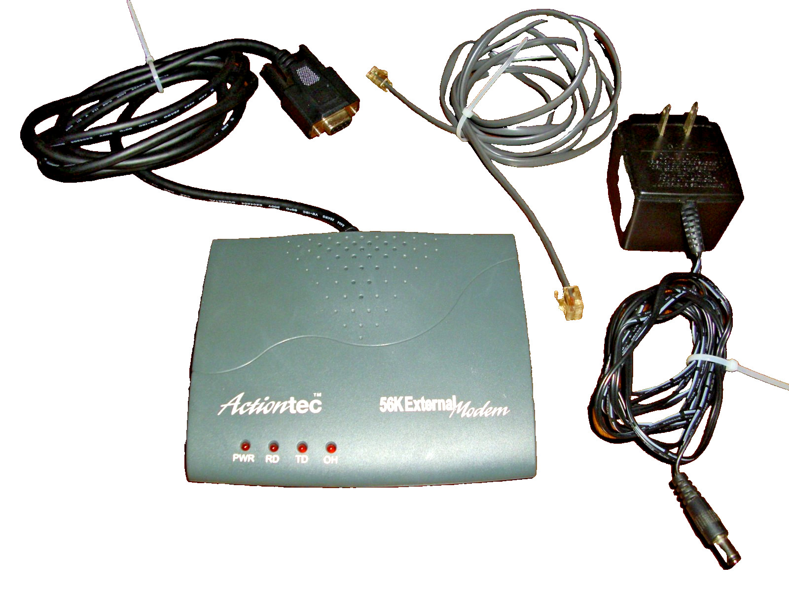 Action Tec 56K External Modem - EX560LKA  with Disc , Phone & Power cords-Works
