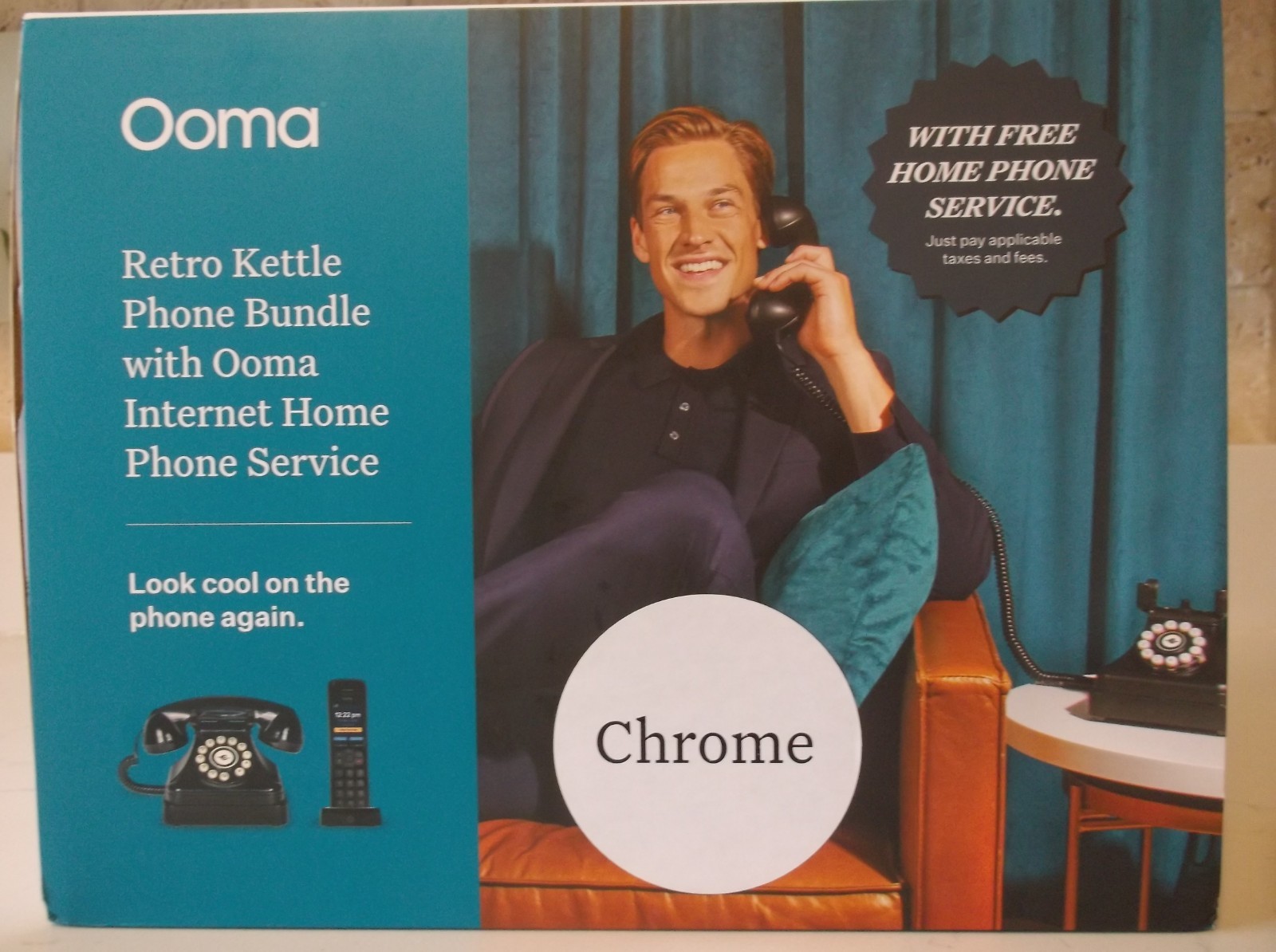 New - Ooma Retro Kettle Phone Bundle with Ooma Internet Phone Service