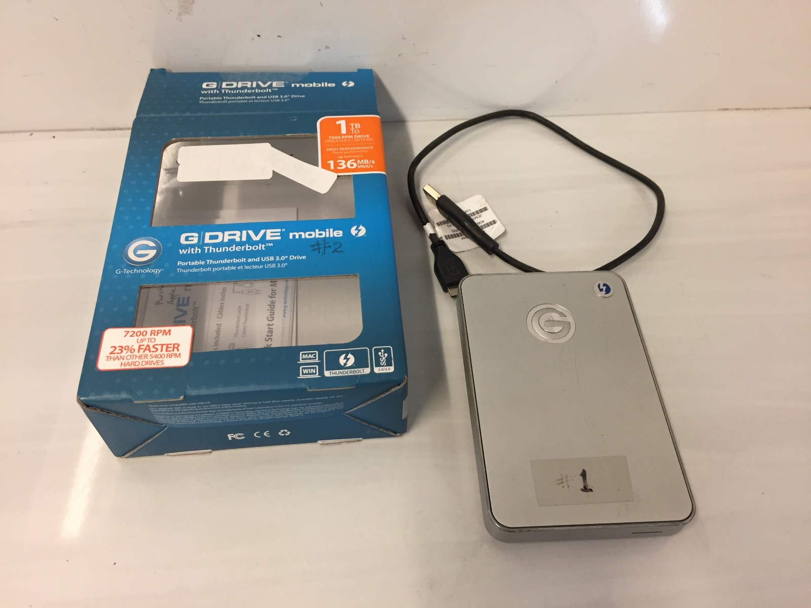 G-Technology G-DRIVE mobile with Thunderbolt 1TB 7200RPM Portable Drive 0G03040