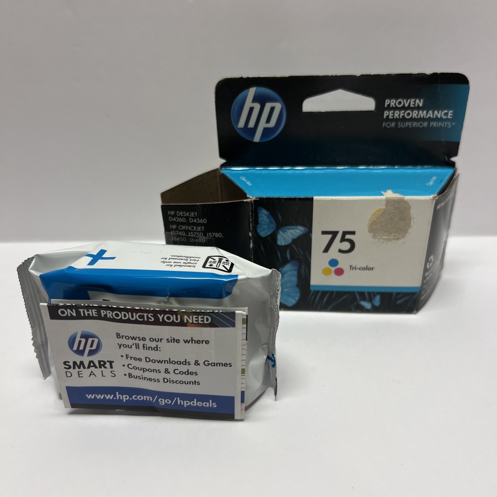 HP 75 Tri Color Ink Cartridge Genuine OEM CB337WN- Expired Oct 2013. Open Box