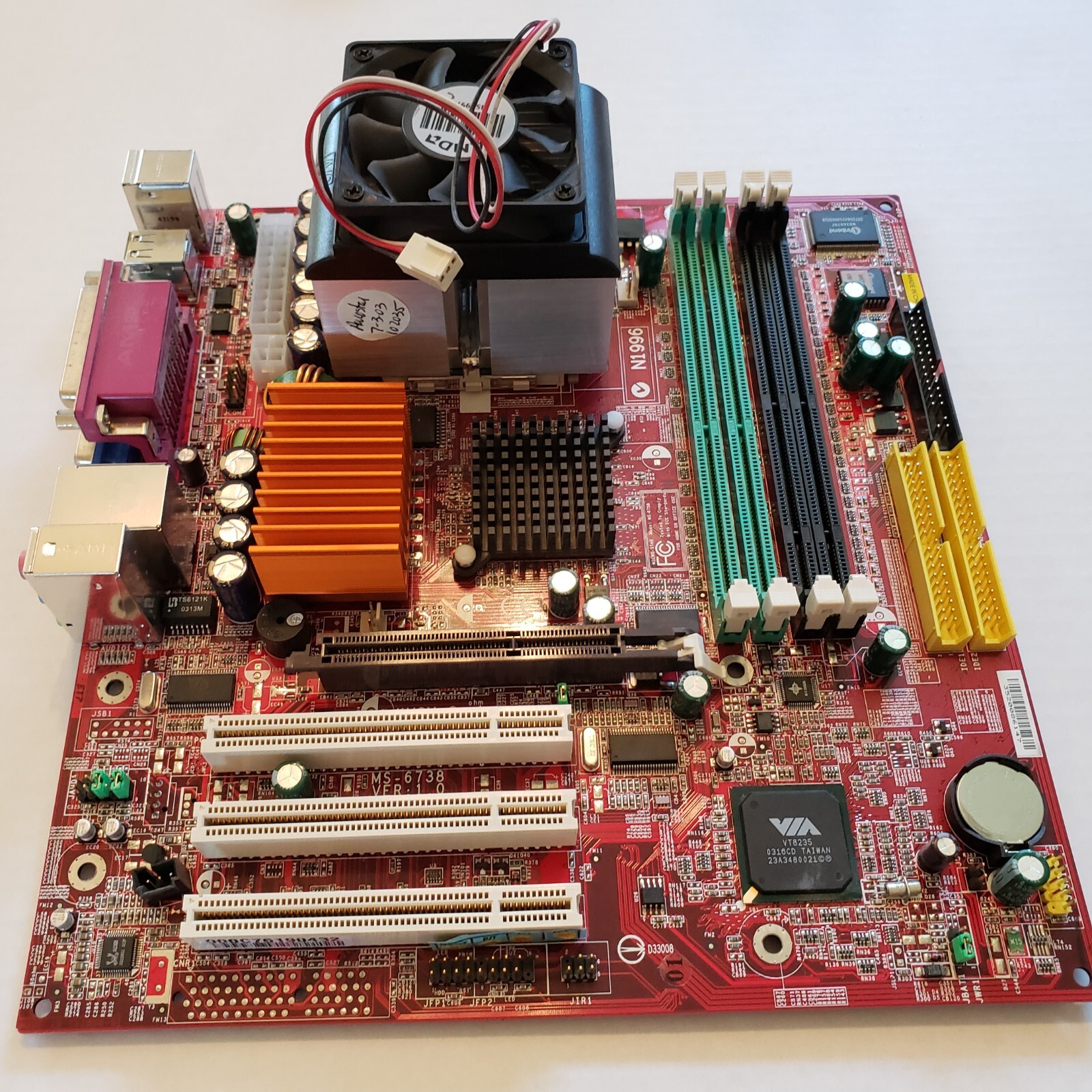 Micro-Star MS-6738 Motherboard N1996 with Fan many switches connectors