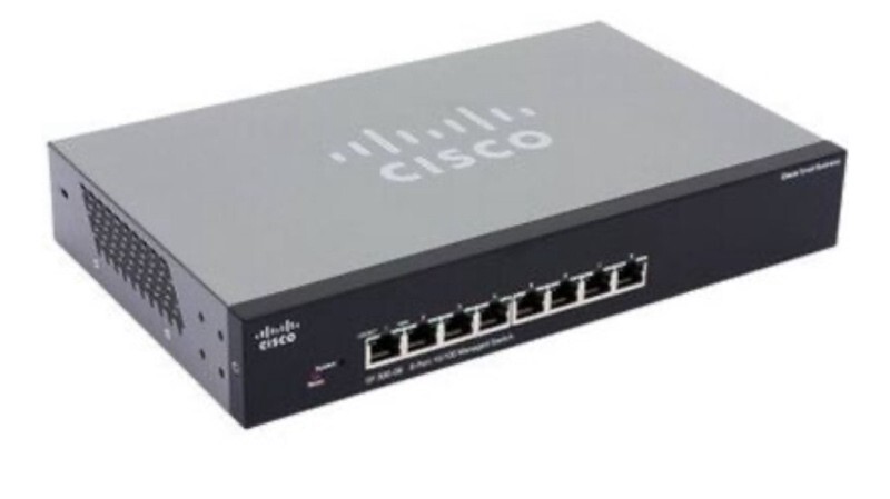 New 8 Port 10/100 RJ45 Cisco SF300-08 300 Series Layer 3 Managed Network Switch