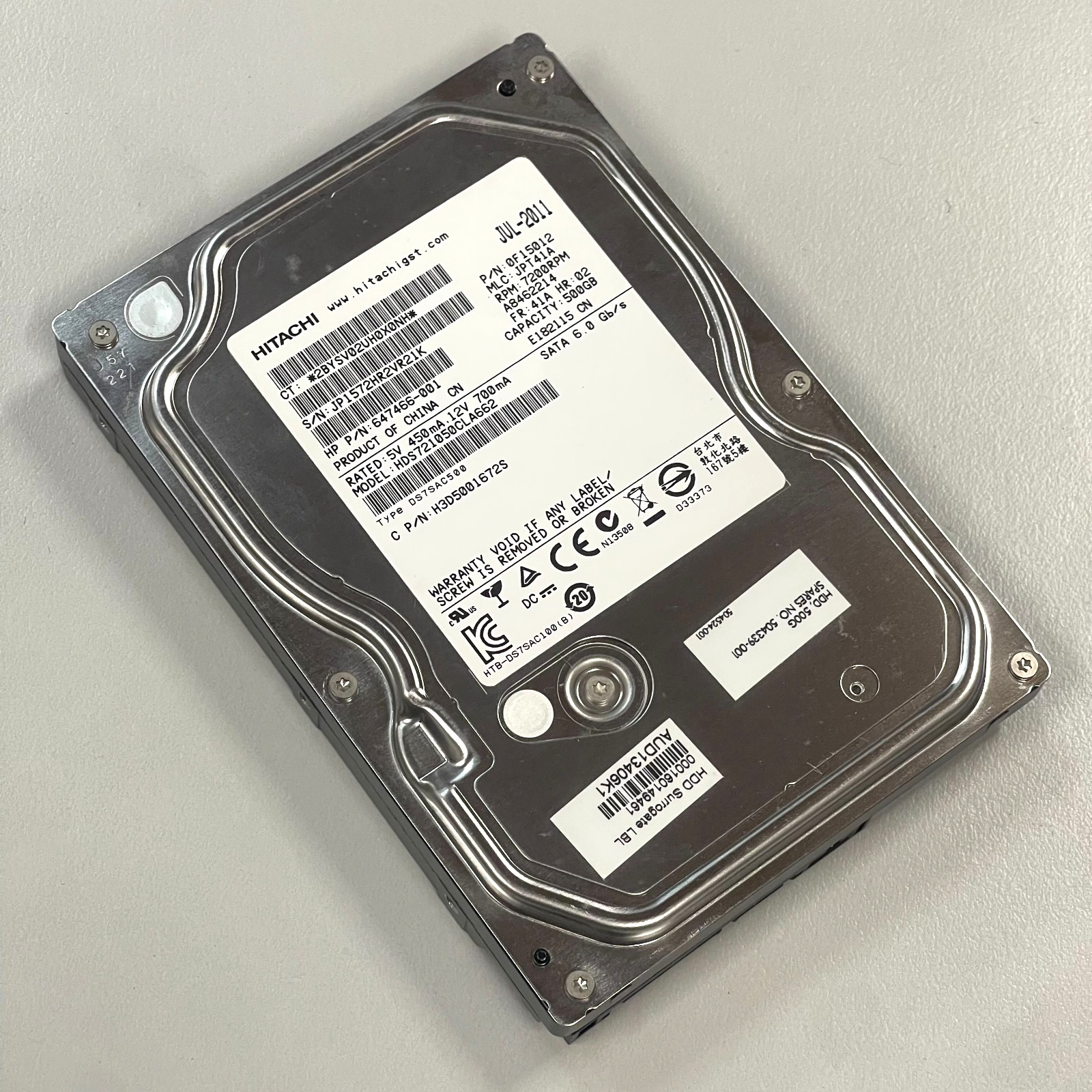 Hitachi 500GB 3.5" SATA HDD 7200RPM 16MB Cache HDS721050CLA662 HP 647466-001 PC