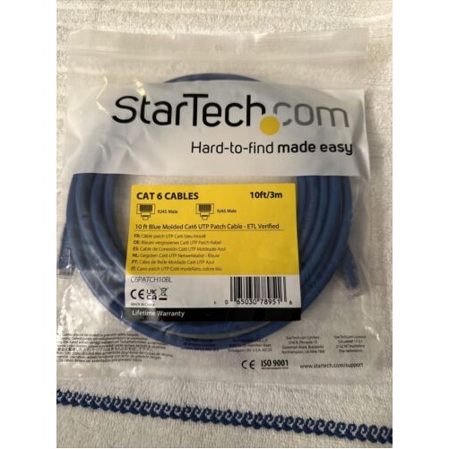 Startech C6ASPAT30BK 30FT BLACK CAT6A ETHERNET CABLE SNAGLESS RJ45 UTP PATCH CAB