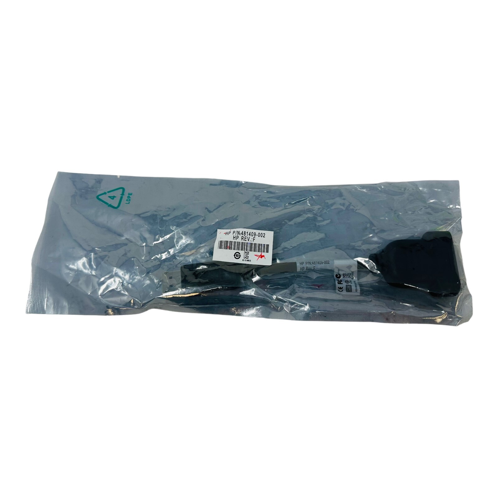 HP P/N 481409-002 REV. F DISPLAY PORT TO VGA ADAPTER NEW/NOS FACTORY SEALED