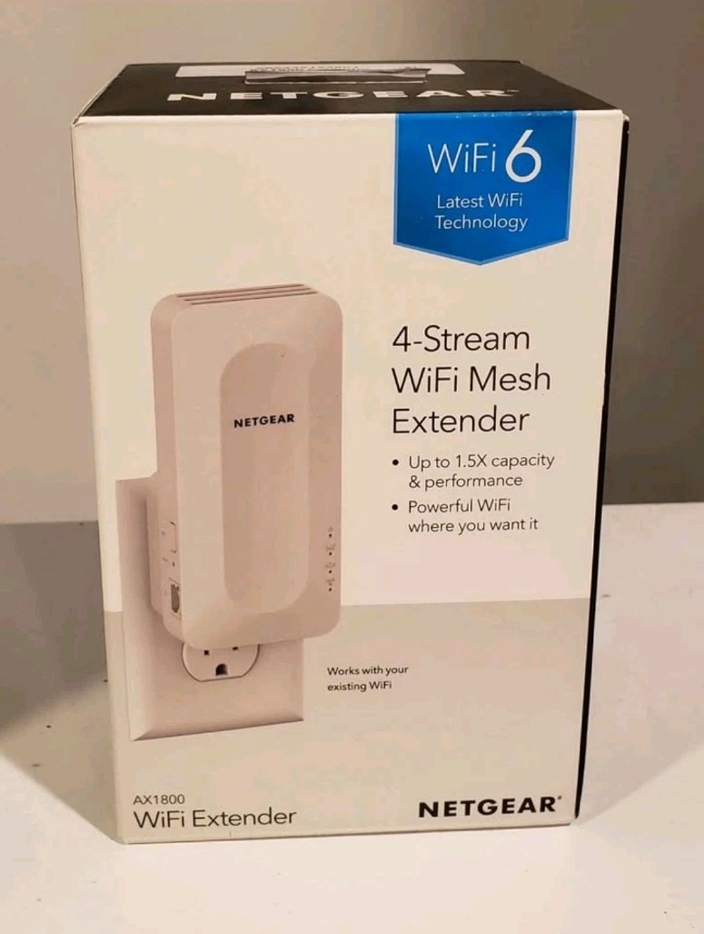 NEW Netgear 4 Stream AX1800 Wifi Mesh Extender Wall Plug Placement Smart Connect