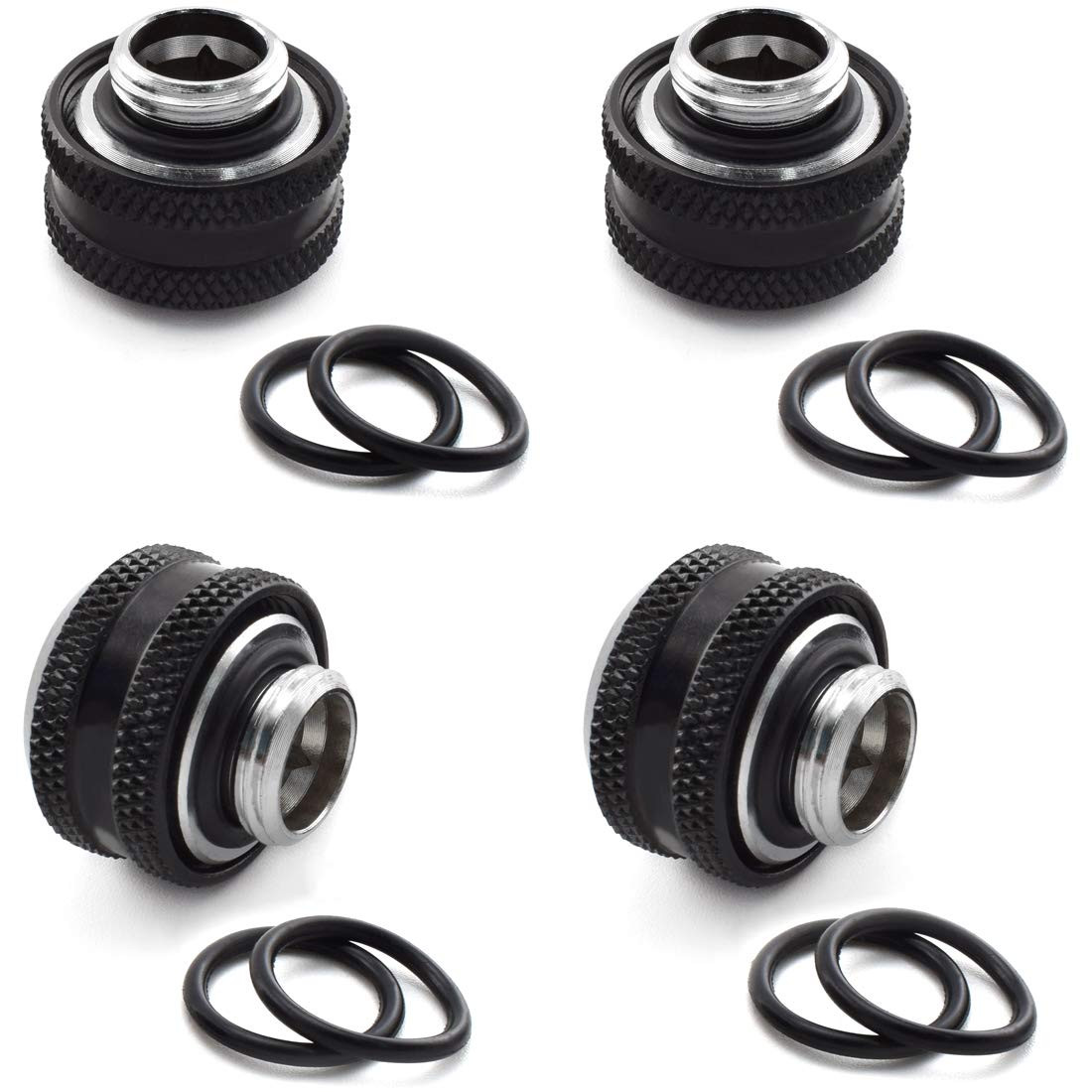 4-Pack G1/4 to 14mm OD Rigid Tubing Compression Fitting, Brass