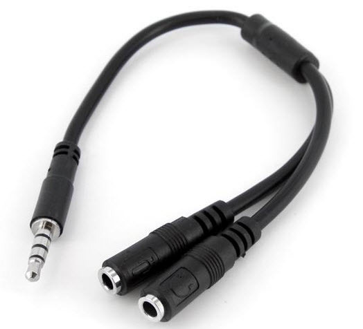 3.5mm 4 Pin to 2x 3 Pin 3.5mm Headset Splitter Adapter M/F M-F, YHSMFF