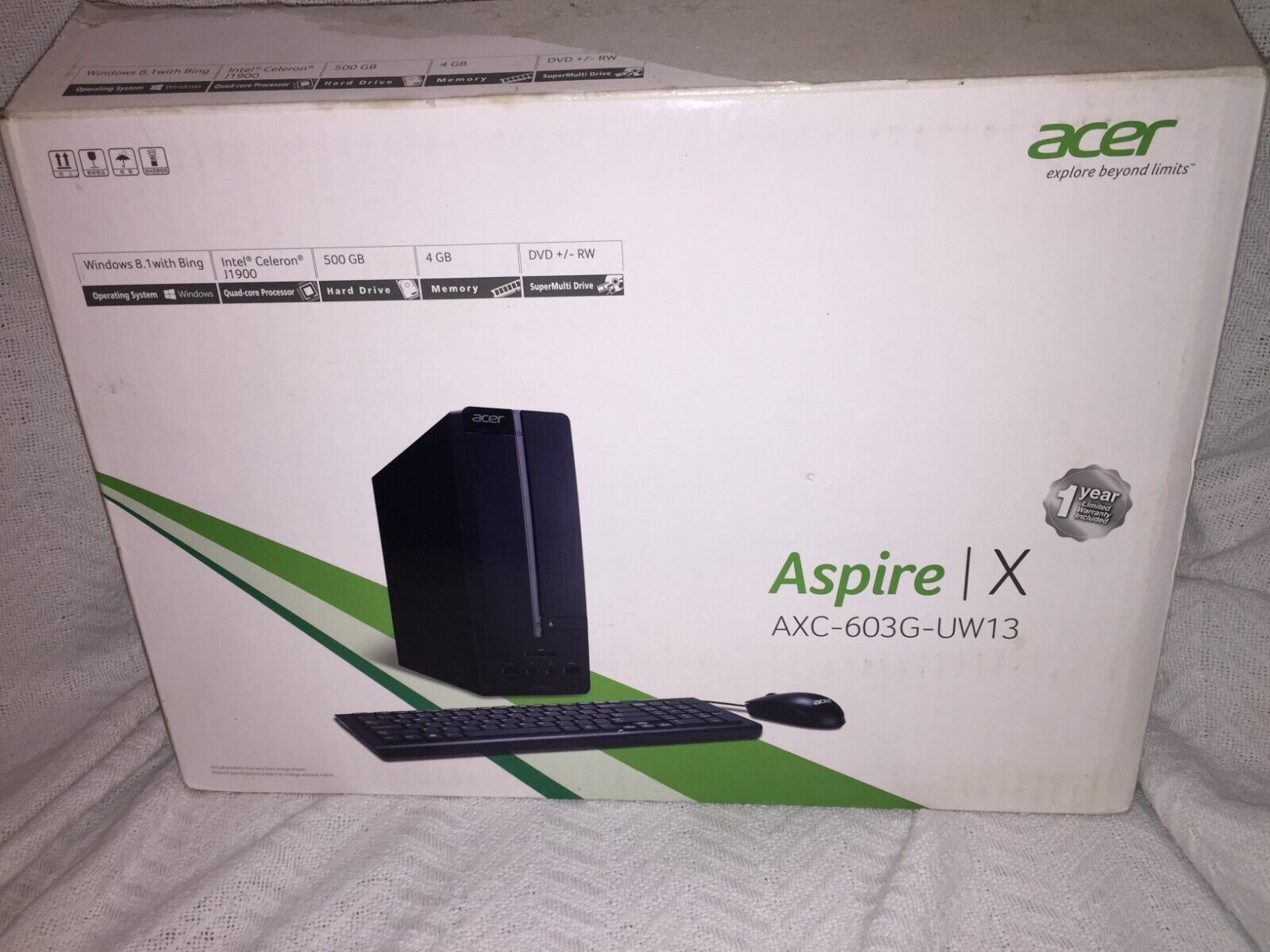 Acer Aspire X Windows 10, 500 GB, 4 GB, DVDRW, HDMI, USB 3.0/2.0 AXC-603G-UW13