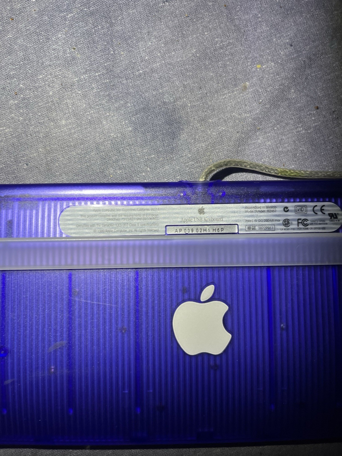 Vintage Apple USB Keyboard Purple Grape Translucent iMac 1999 M2452 Tested