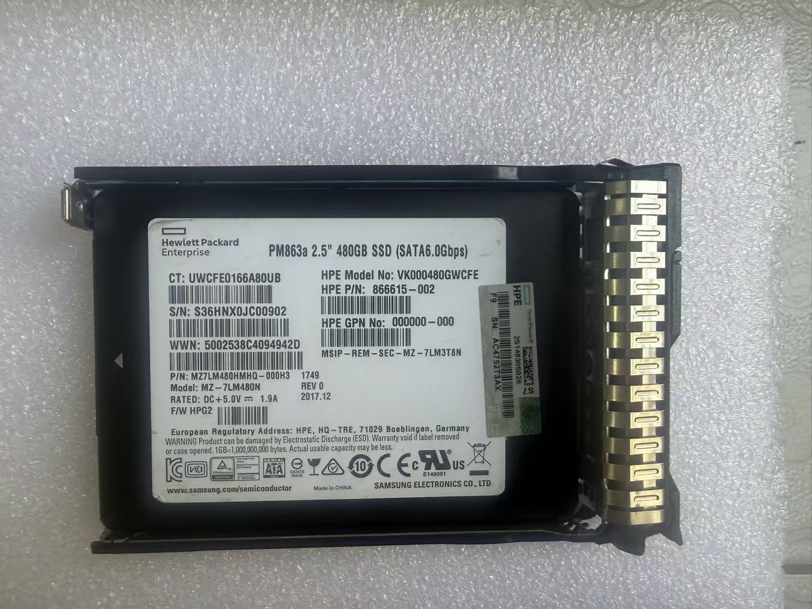 NEW HPE/Samsung 2.5" 480GB SATA 6G G11 Server SSD Replace P41522-001 P40497-B21