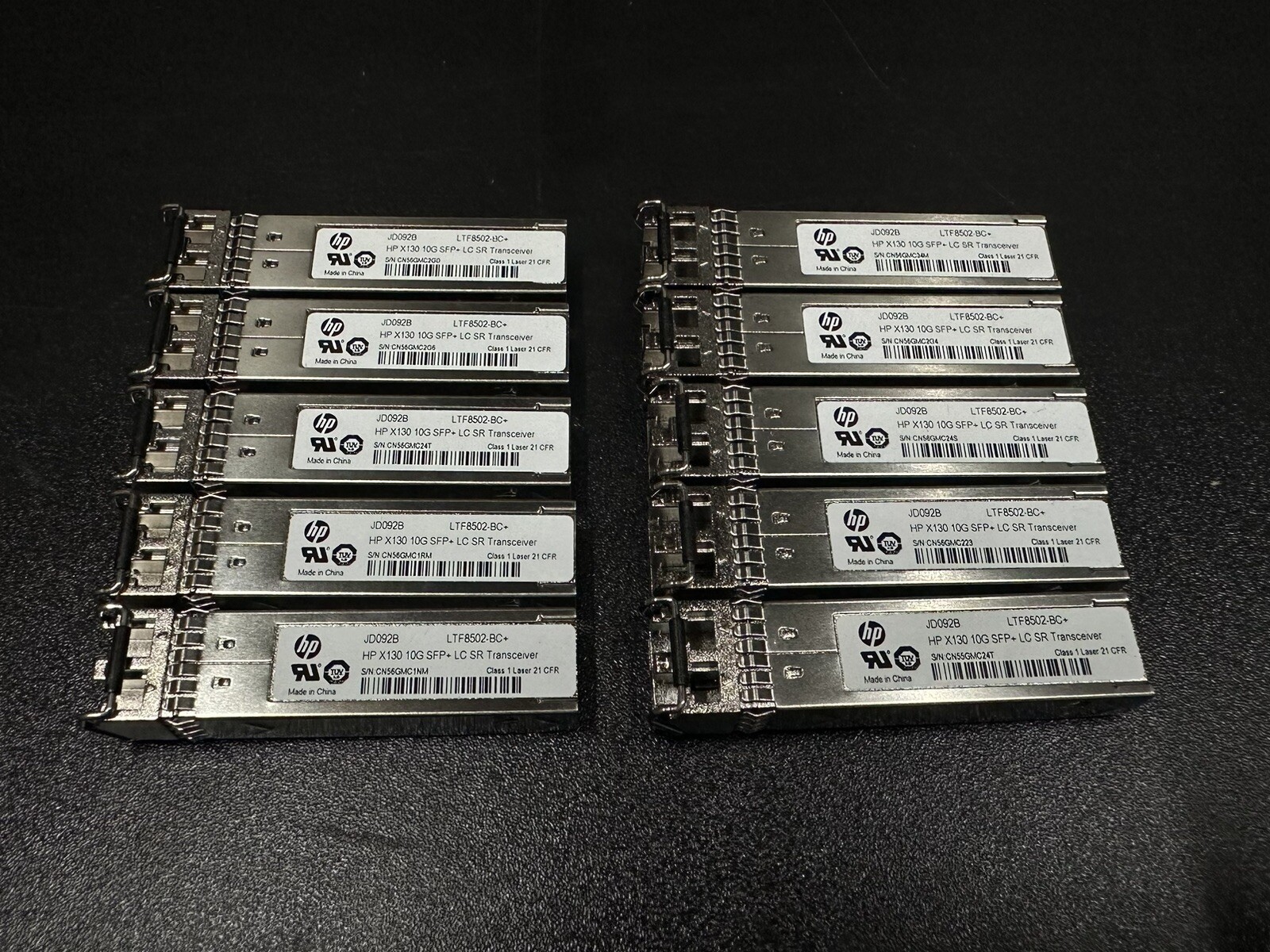 LOT OF 10 HPE JD092B X130 10G SFP+ LC SR Transceiver