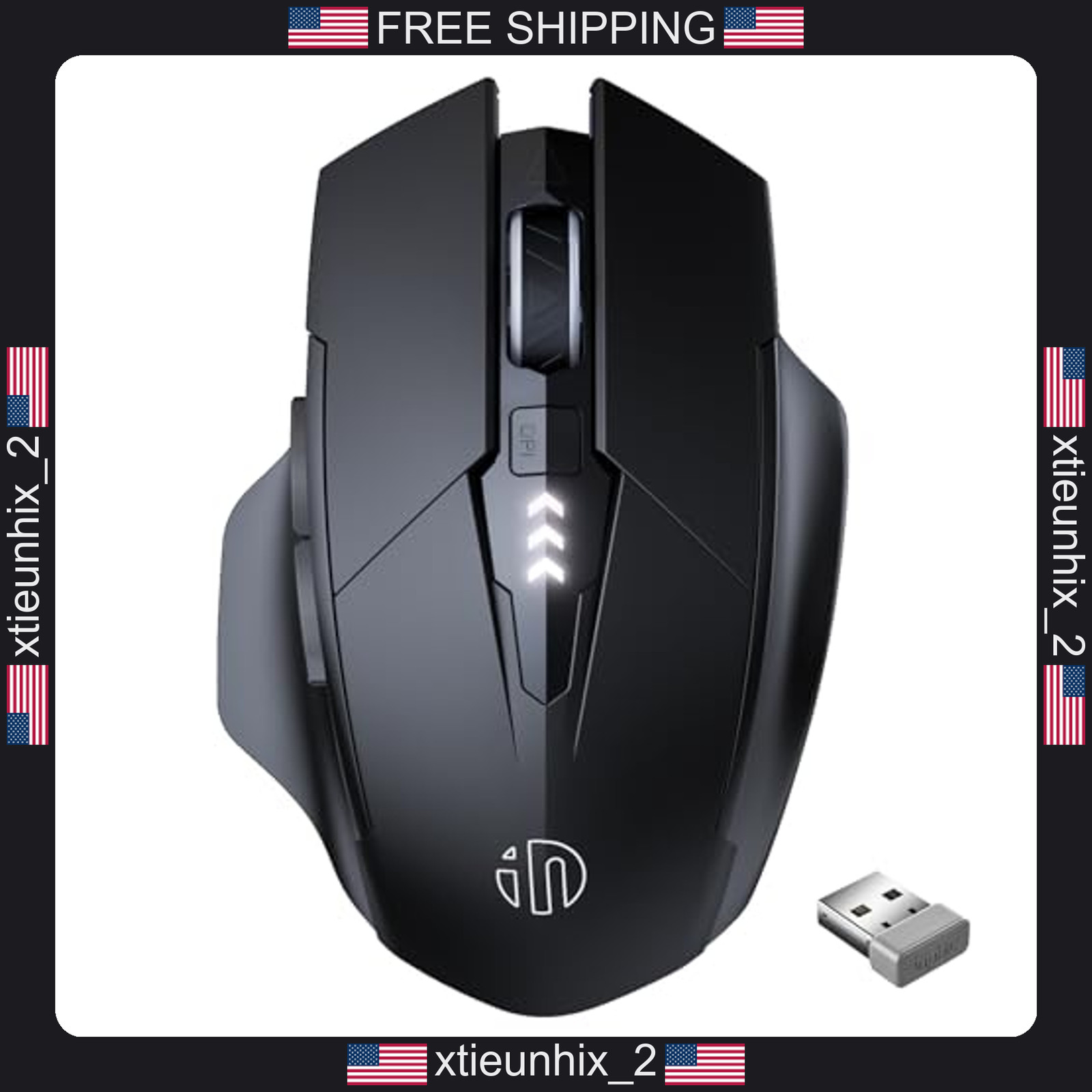 Wireless Mouse Rechargeable with Battery Level Display, Silent Click, 2400 DPI