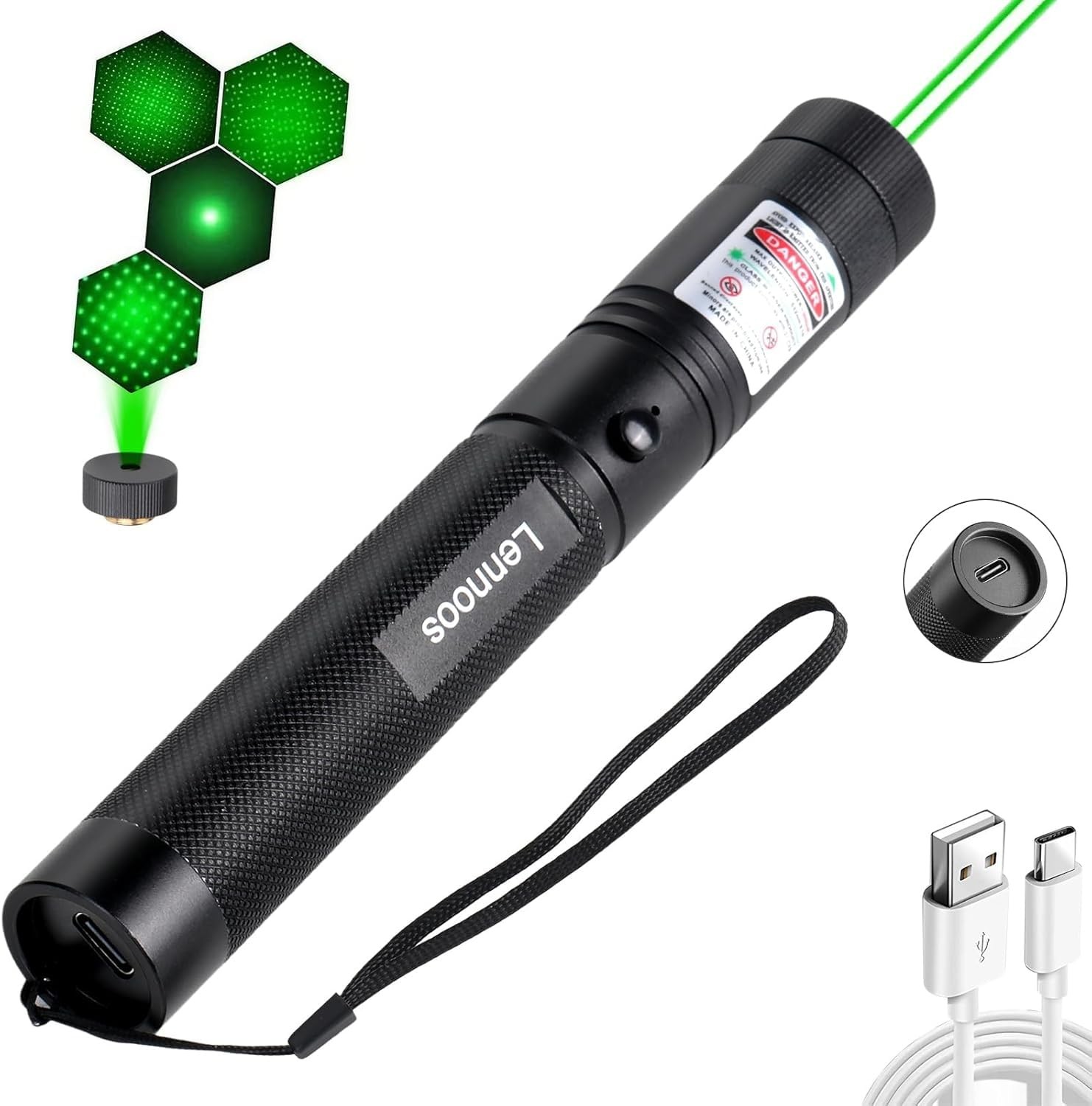 Lennoos USB-C Rechargeable Green Laser Pointer - Advanced Long-Range 