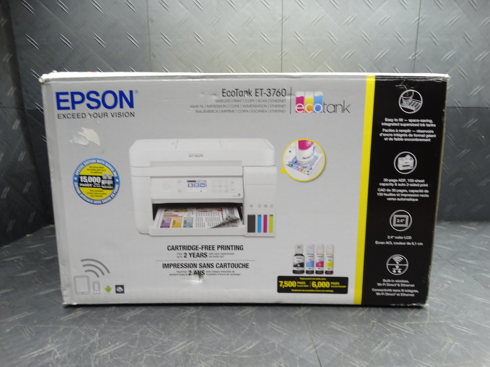 Epson EcoTank ET-3760 Wireless Color All-in-One Supertank Printer