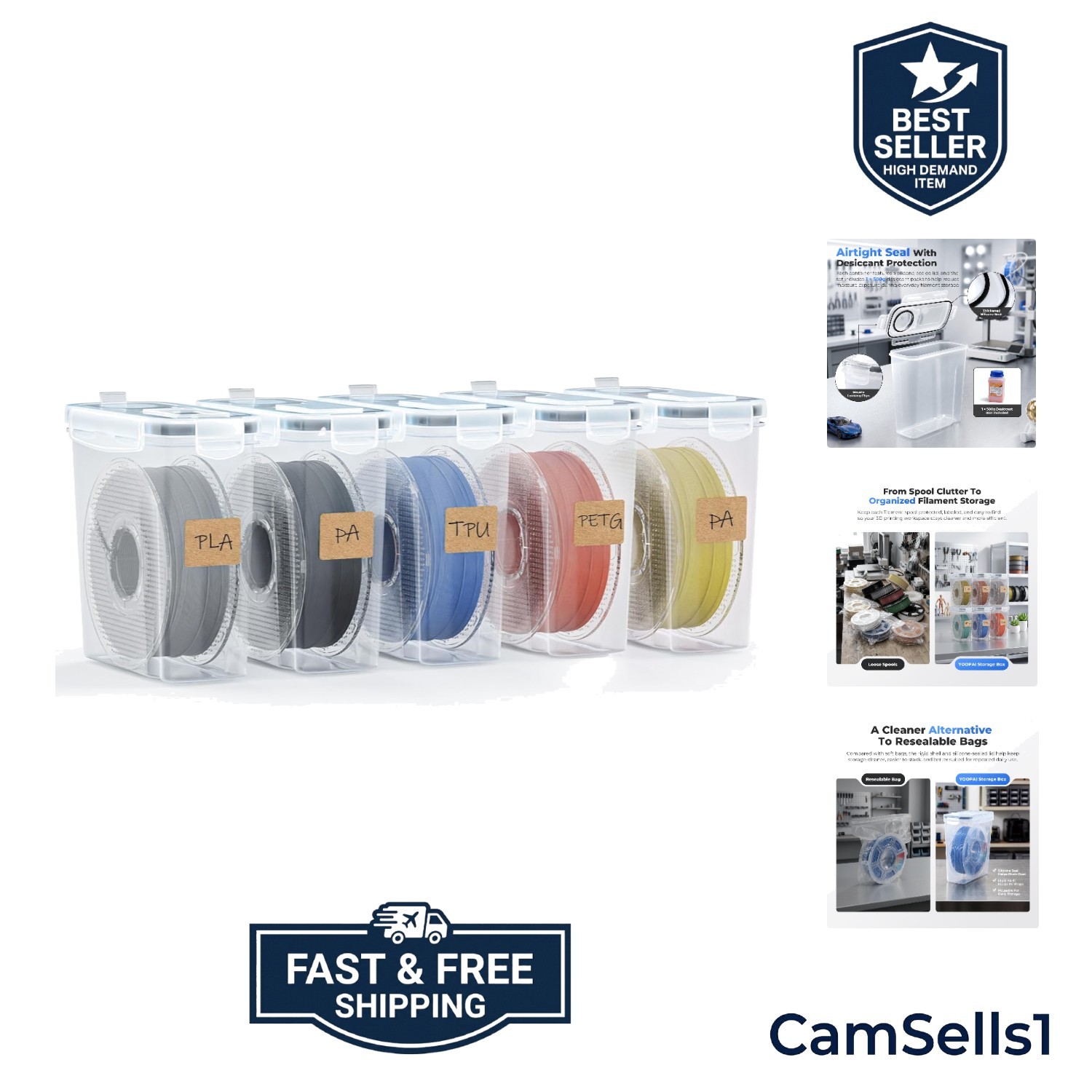 Filament Storage Box - 5 Pack Filament Container for 3D Printing Sealing and ...
