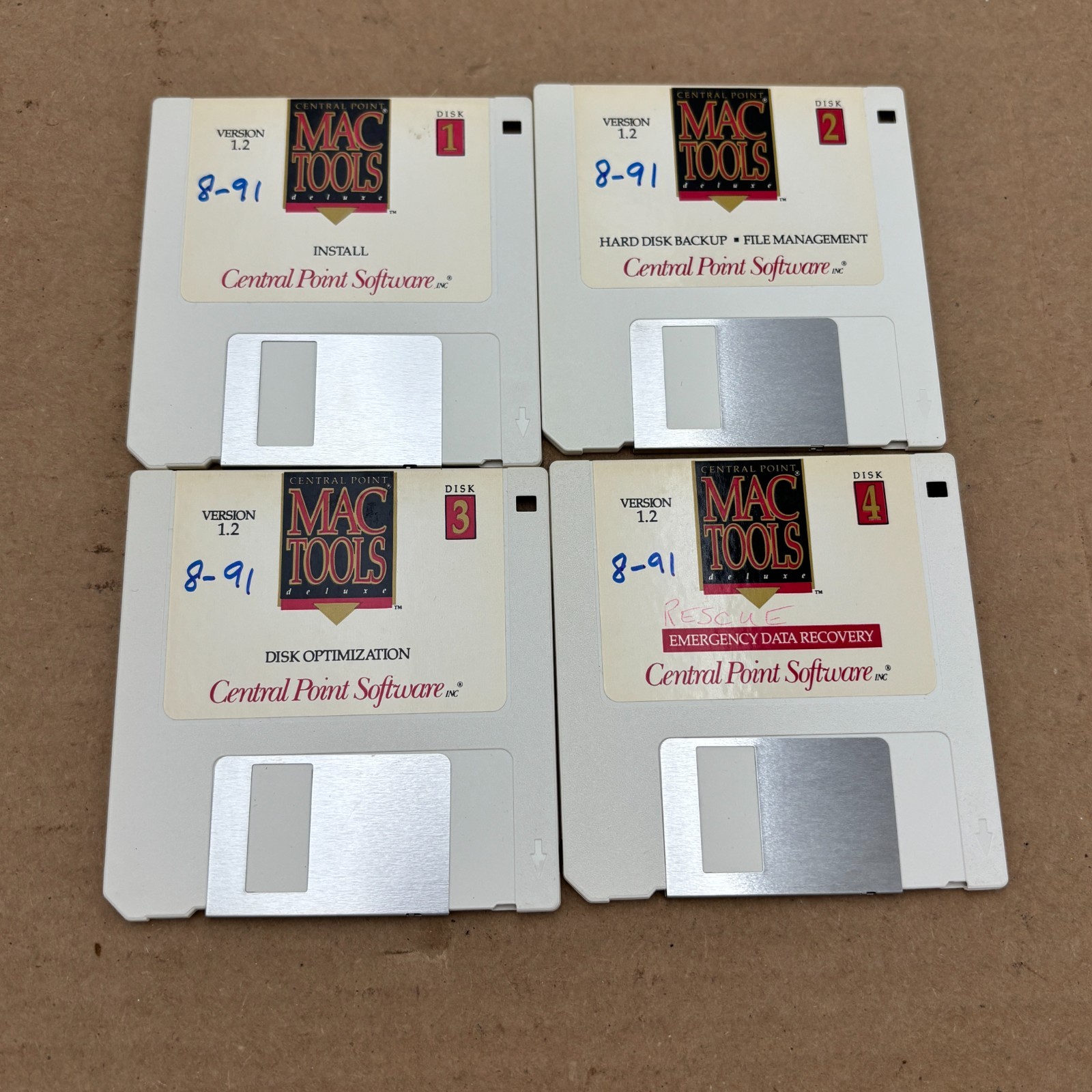 Central Point Mac Tools Deluxe Software V.1.2 1991 Data Recovery etc 4 Discs