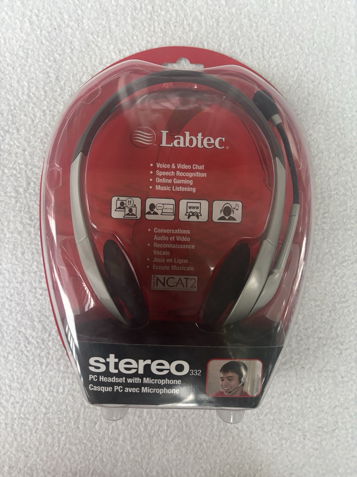 NEW ~ Labtec PC Headset with Microphone Stereo 332 ~ Voice & Video Chat ~ Gaming