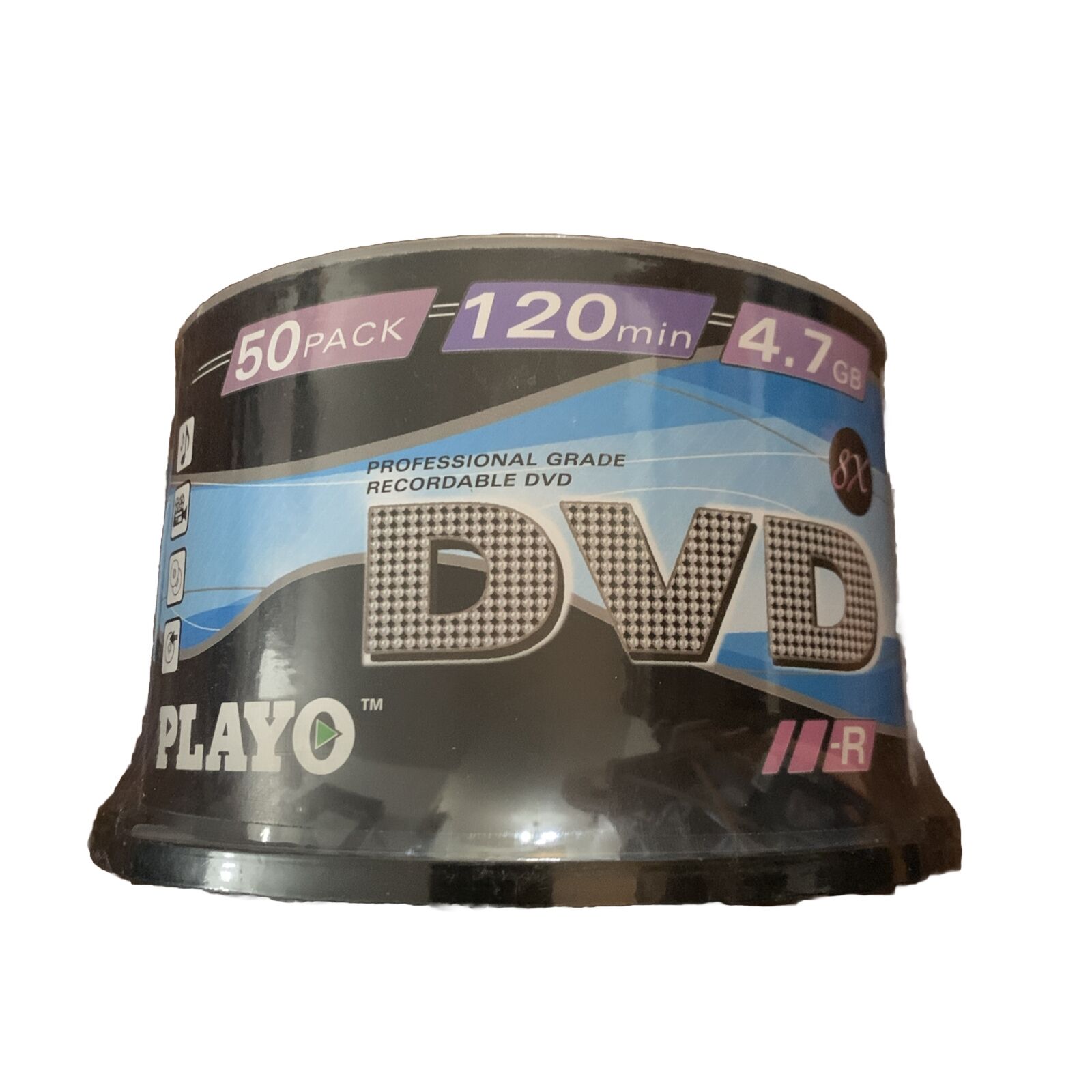 Playo DVD-R 50 Pack 120 Min 4.7GB Printable Blank Disks Spindle Factory Sealed