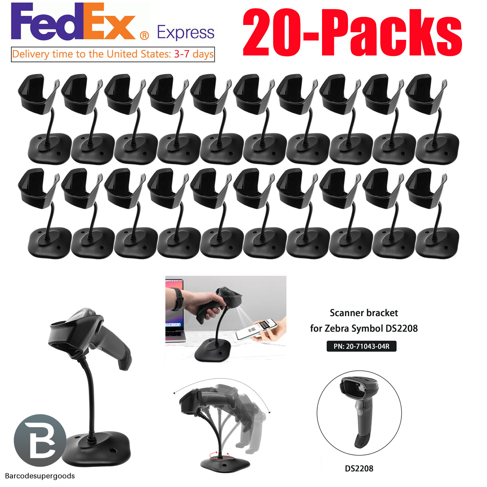 20-Packs Scanner Bracket Stand For Zebra Symbol for DS2208 DS4308 DS8108 US