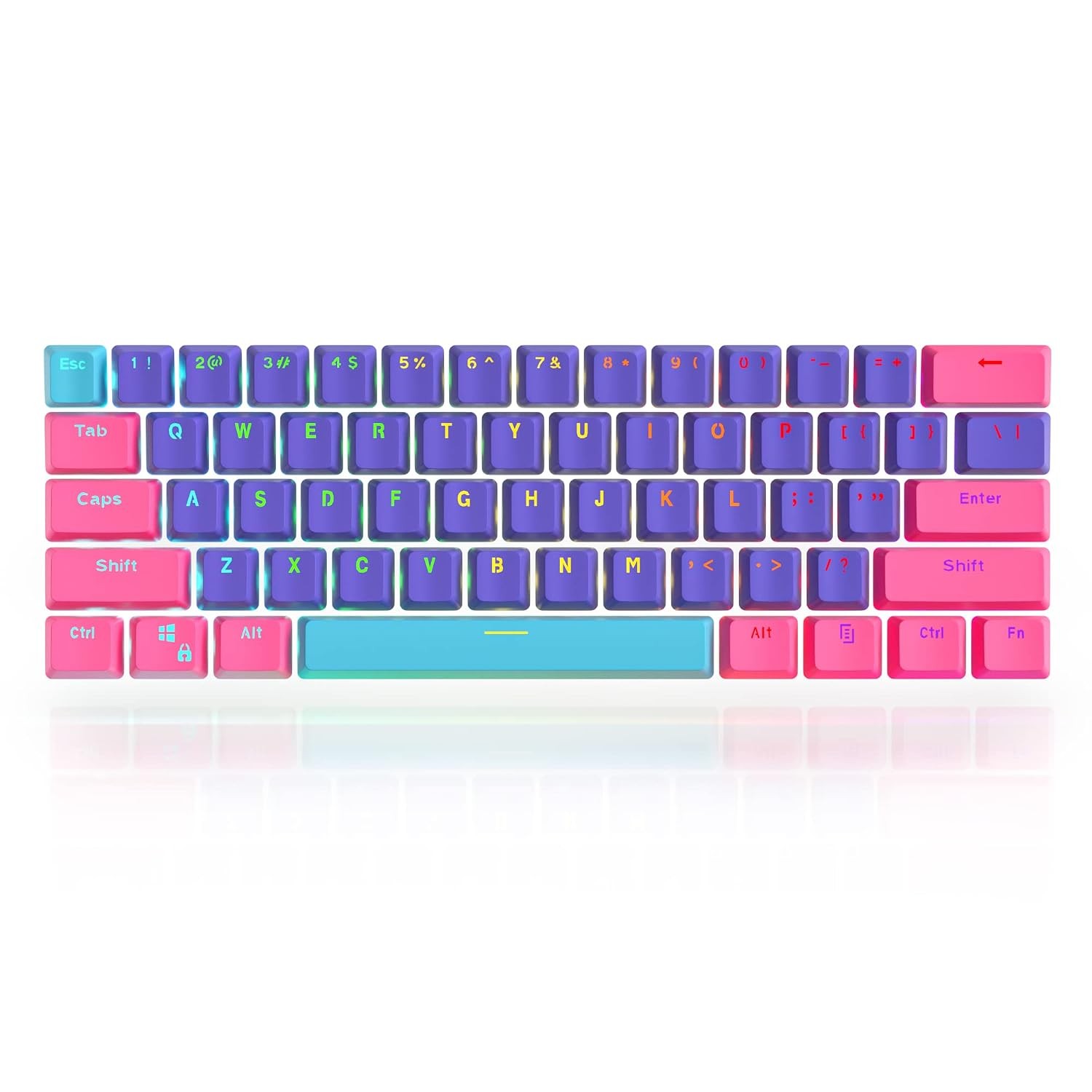 PBT Backlit 60 Percent Keycaps Cherry Profile 6.25U Space Bar OEM Purple Pink