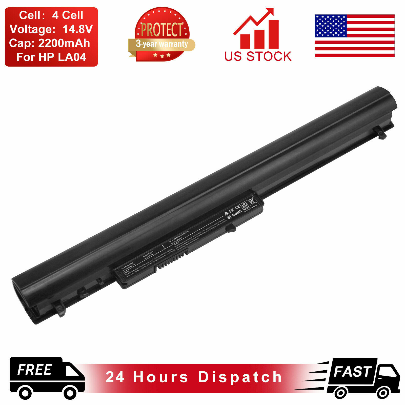 4Cell Laptop Battery For HP Pavilion 14 15 TouchSmart Series 752237-001 TPN-Q131