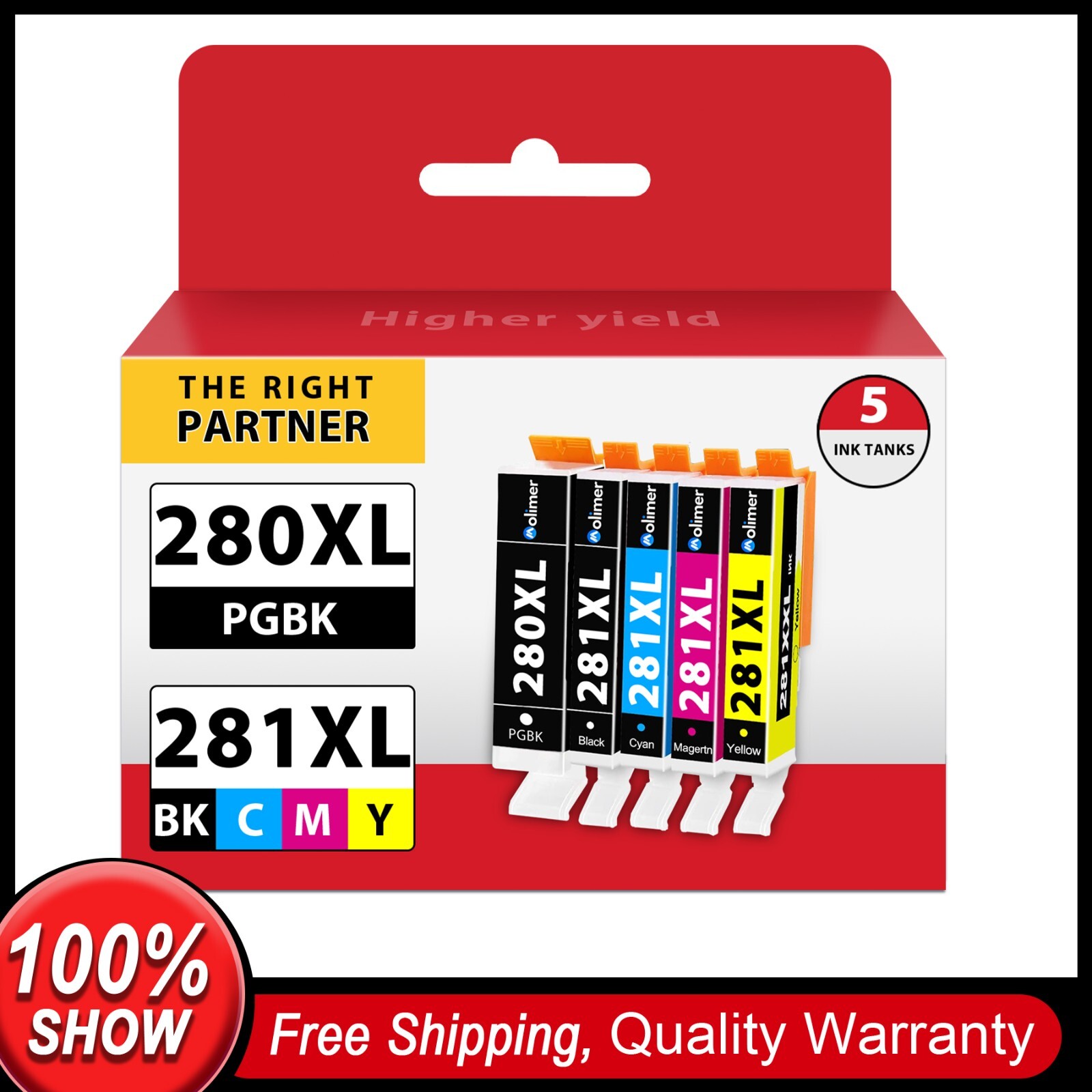 5PK For Canon PGI-280XL & CLI-281XL Ink Cartridge PIXMA TS6120 TS8320 TS8322
