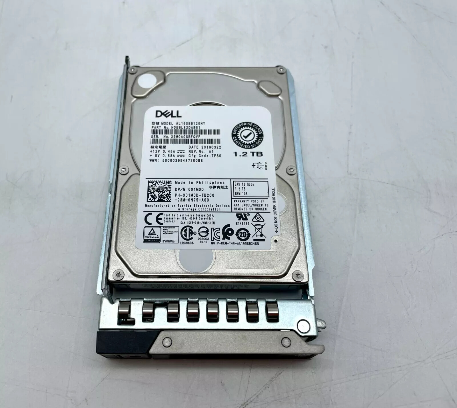 001M0D 01M0D DELL 1.2TB 10K RPM 12G 2.5" SAS HDD Hard Drive 14/15/16G KIT