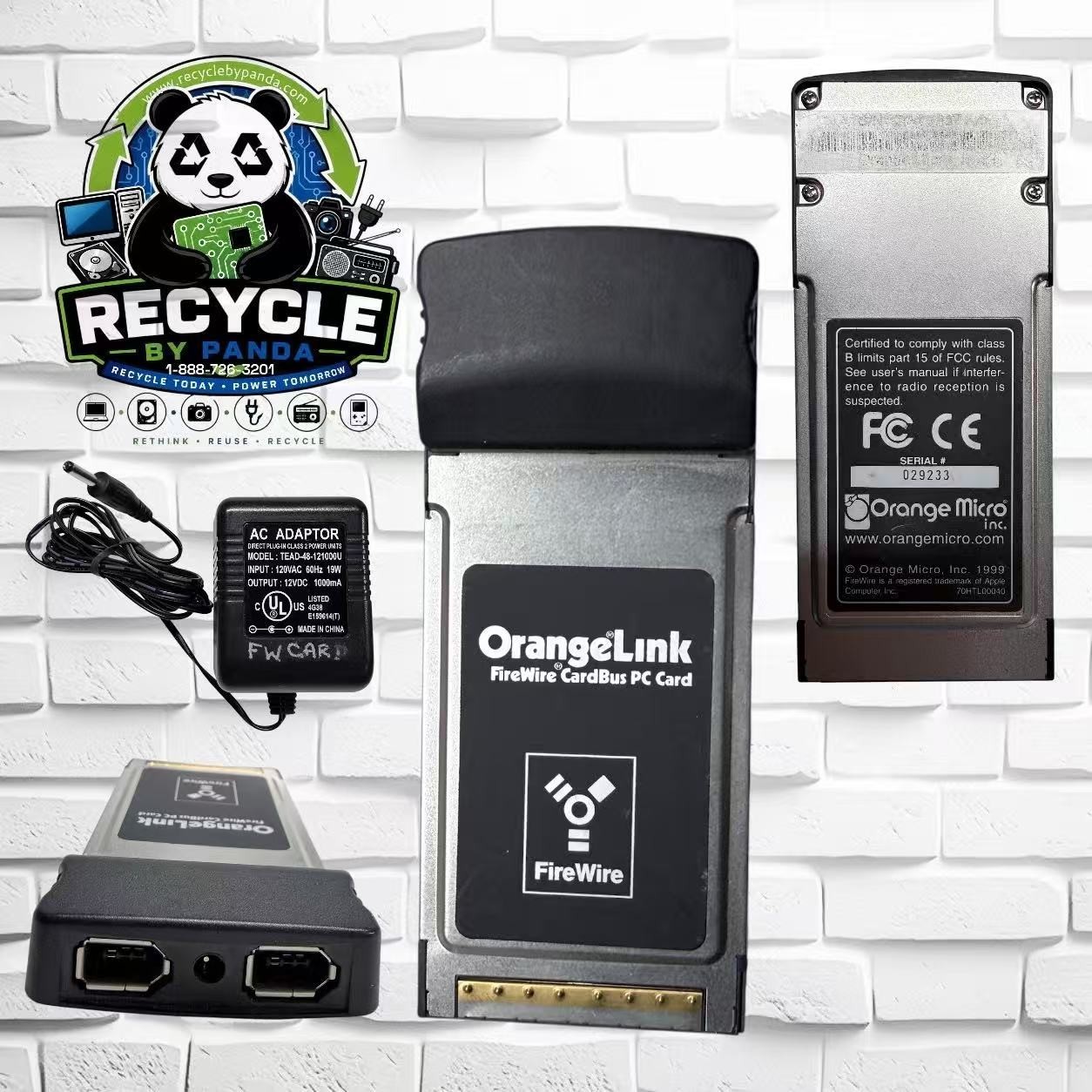 OrangeLink FireWire CardBus PC Card + Orange Micro PCMCIA Adapter w/ AC Adapter