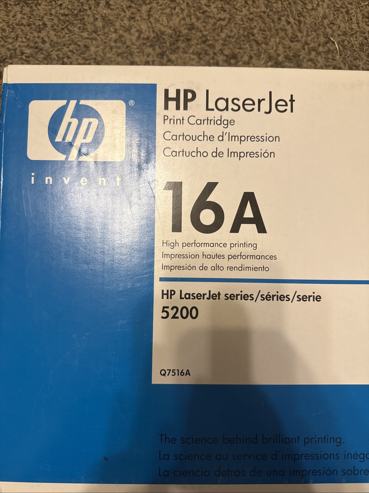 HP Invent HP Laserjet Print Cartridge 16a Series 5200 Q7516a Black
