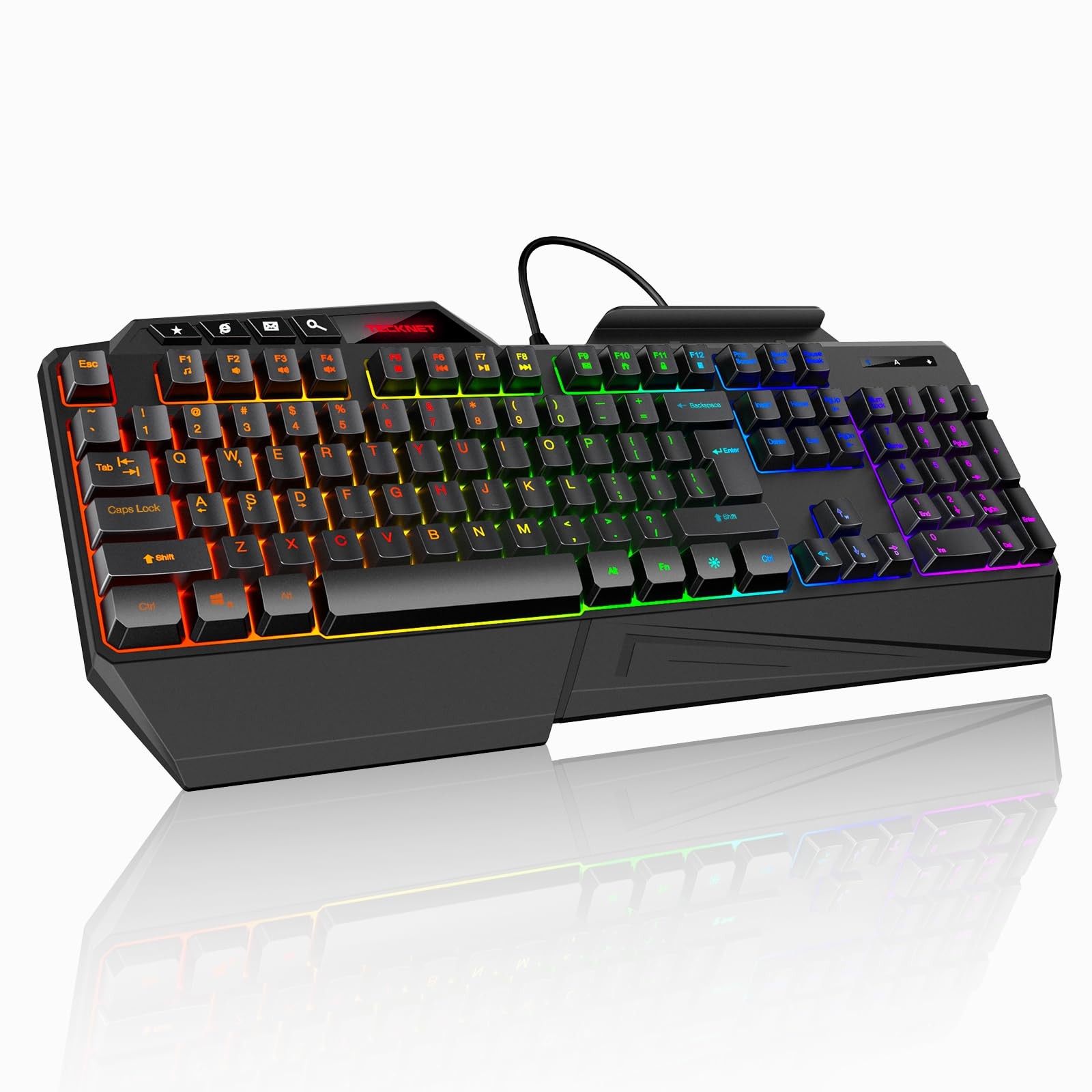 TECKNET Wired RGB Gaming Keyboard - 26-Key Anti-Ghosting, 13 Lighting Modes, ...